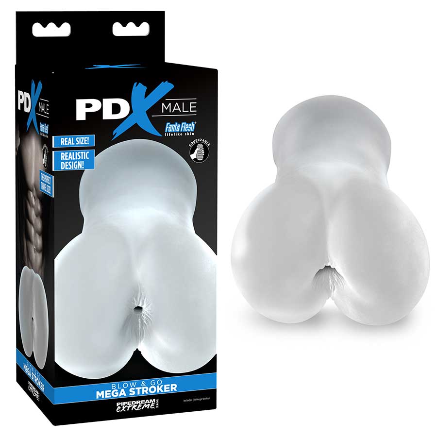 PDX Male Blow and Go Mega Butt Clear Stroker by Pipedream Products、mySite、bottomscart