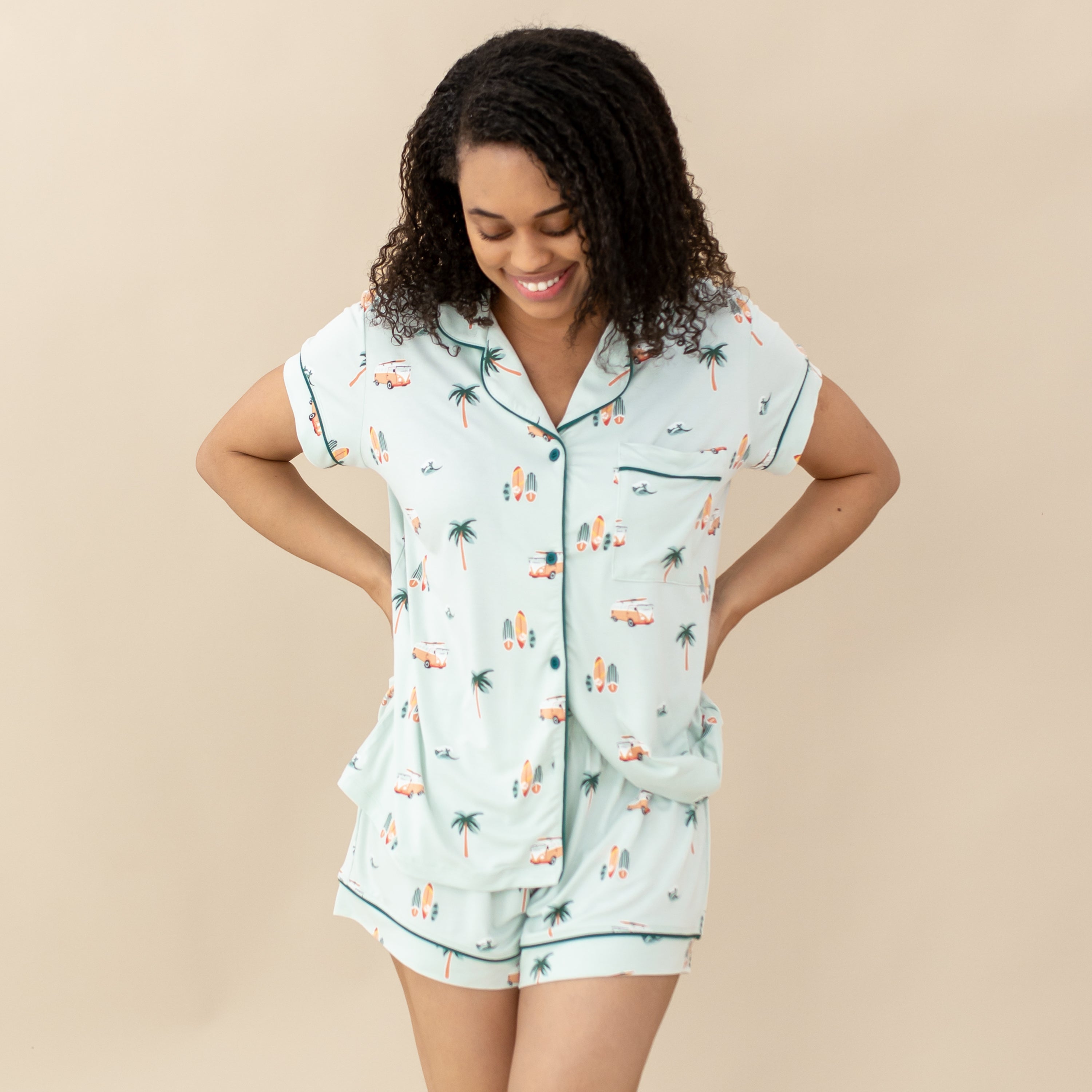  Women's Short Sleeve Pajama Set in Dew Surf、mySite、layawaytickets