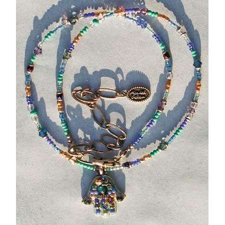 Michal Golan Hamsa Necklace - Abalone & Crystal、mySite、topwebapps