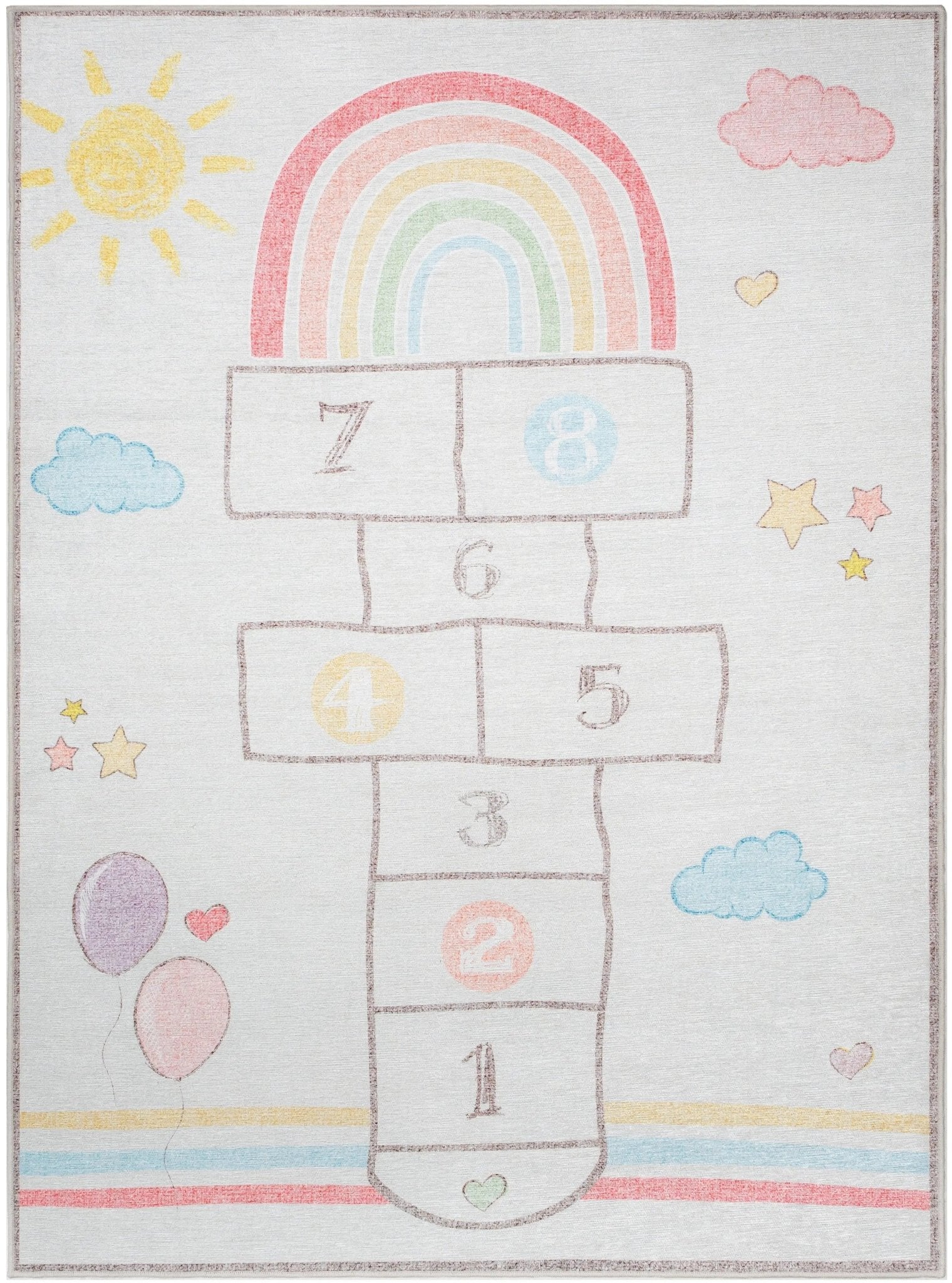 Hopscotch Rainbow Modern Multi Beige Kids Flat-Weave Rug、mySite、gigharbornorthrealestate