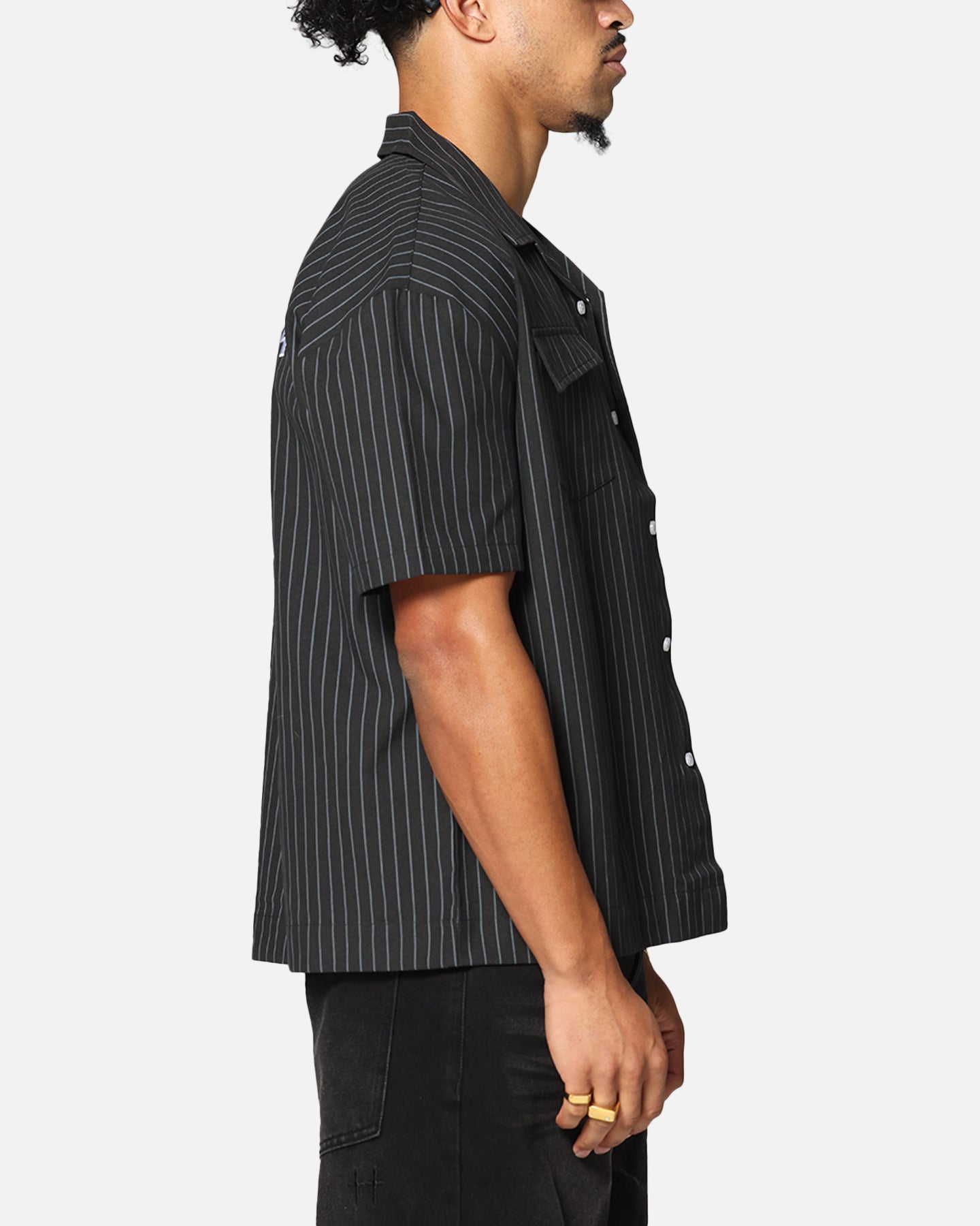 Saint Morta Gothic Pinstripe Button Up Shirt Black、mySite、zt4zffjzw