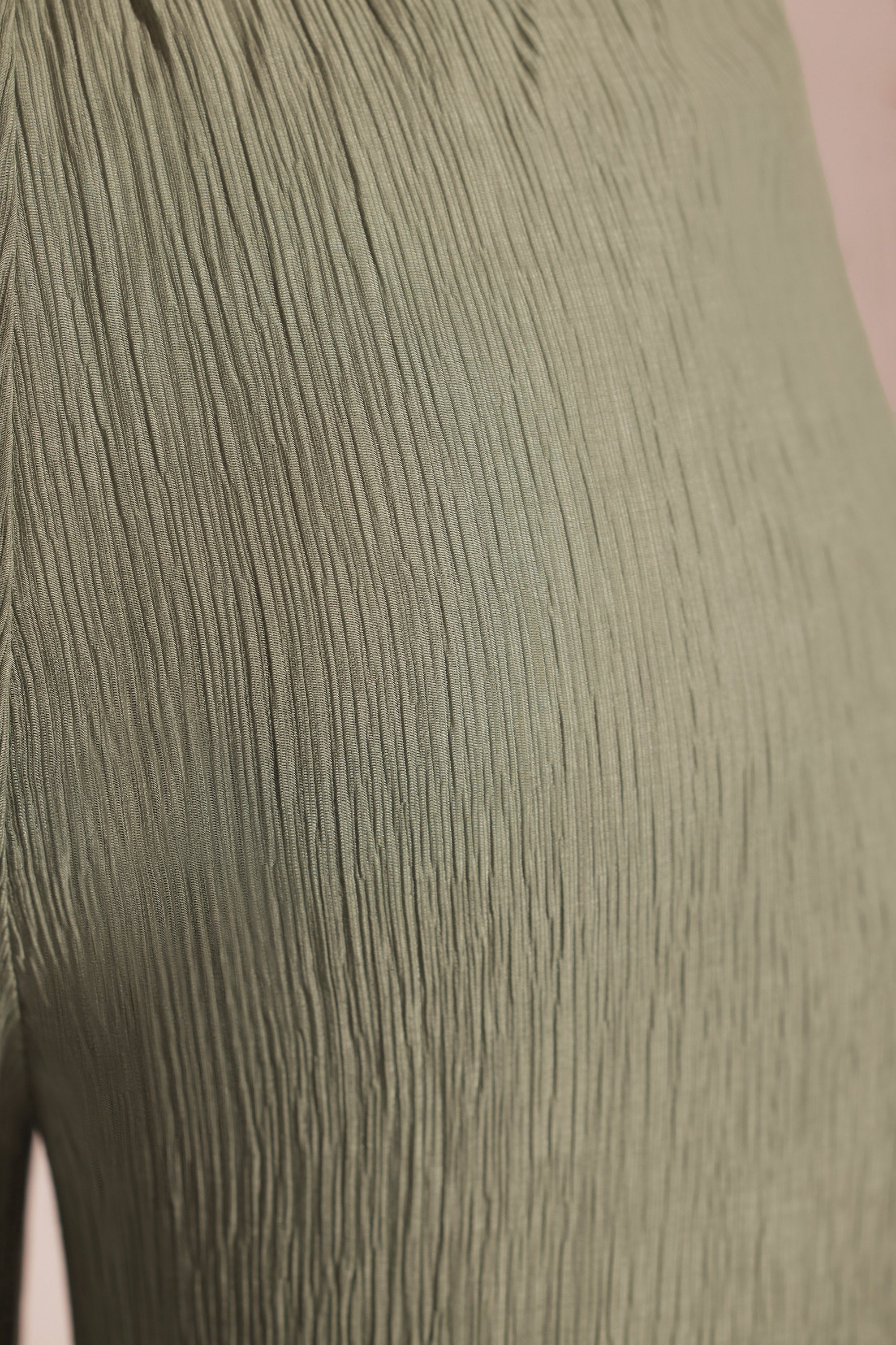 Crinkle Textured Beach Trousers in Light Green、mySite、solidvoid