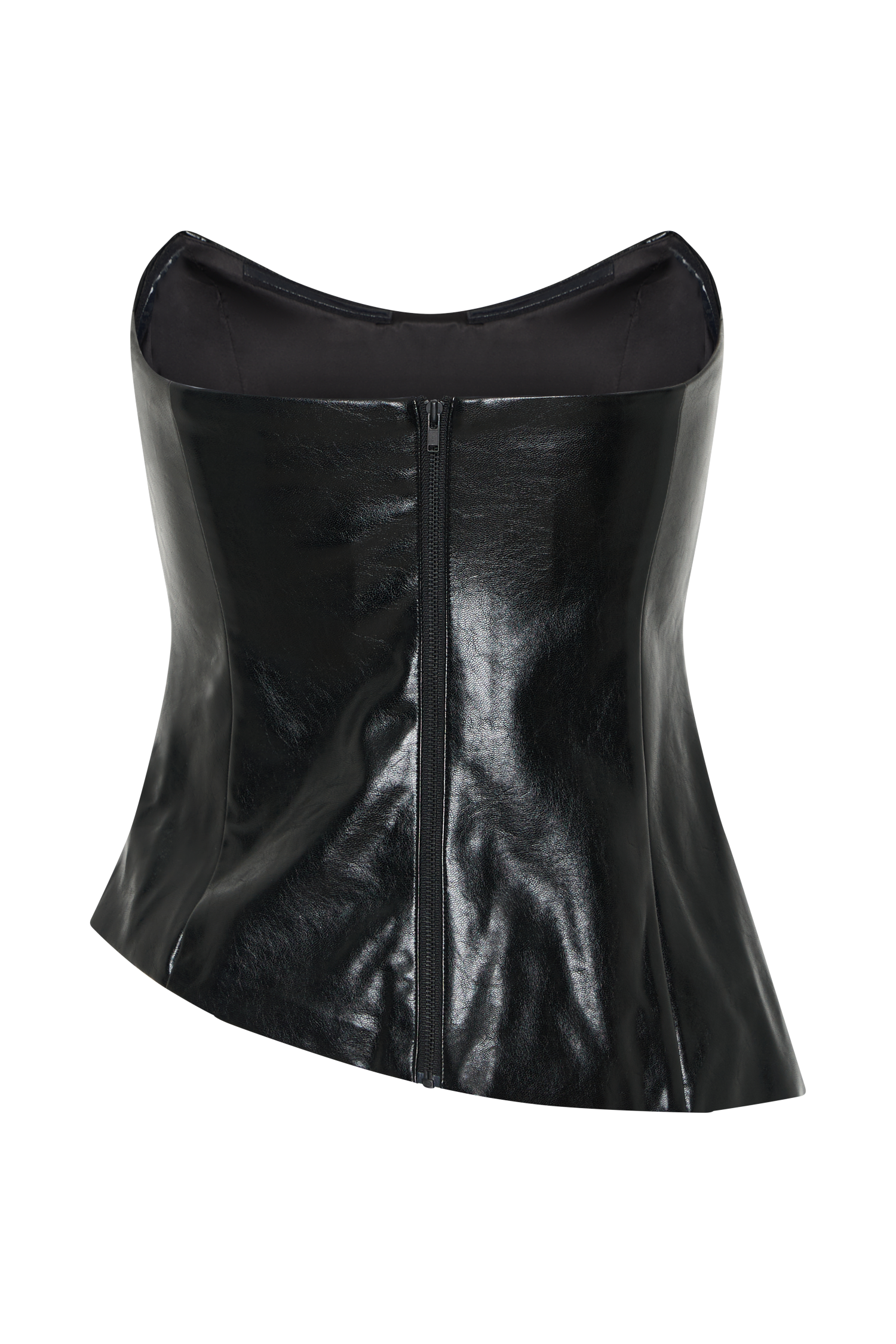 Allana Faux Leather Strapless Top - Black、mySite、solidvoid
