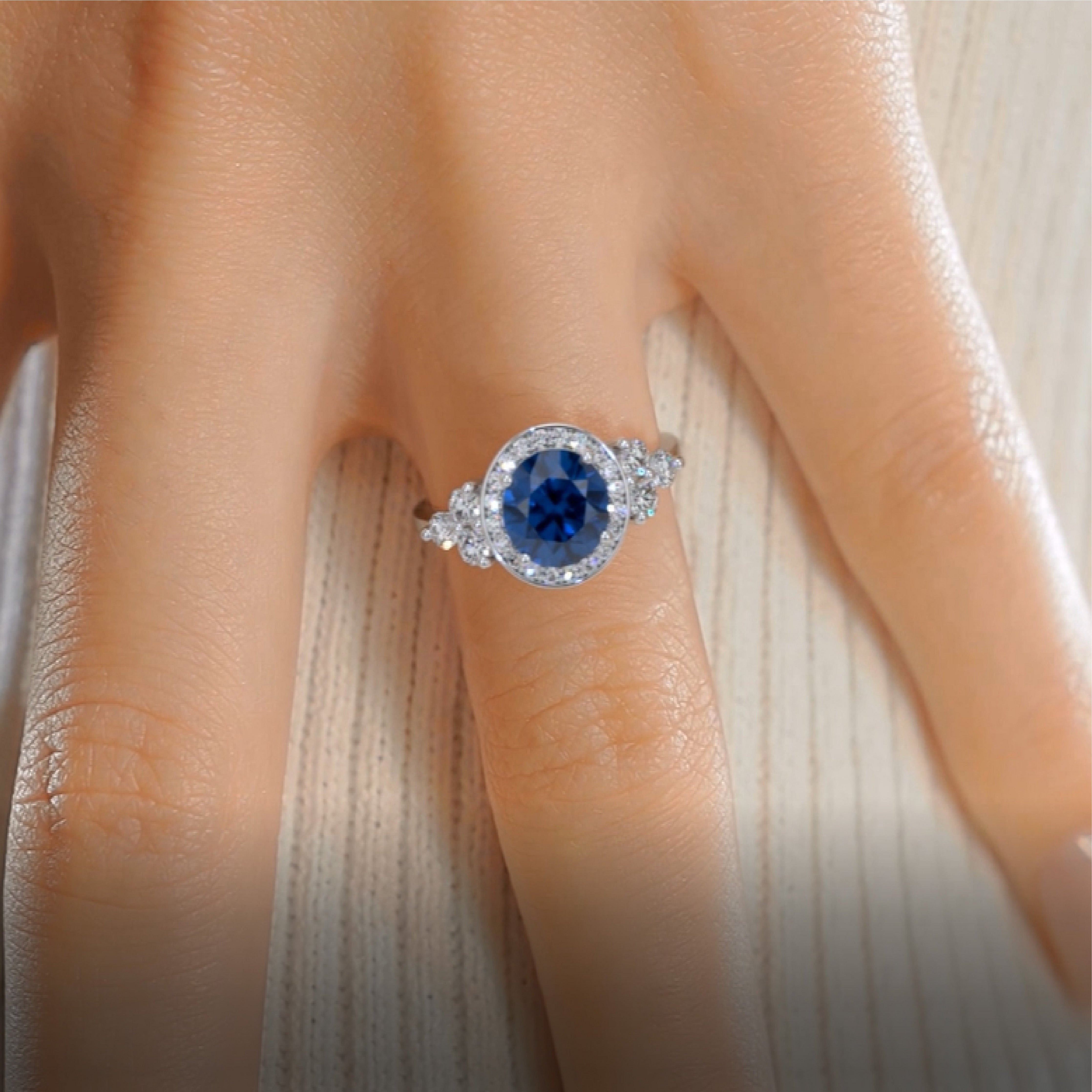 Ivy Gemstone & Diamonds Ring (2 Carat) -14K White Gold、mySite、hinf8tx79