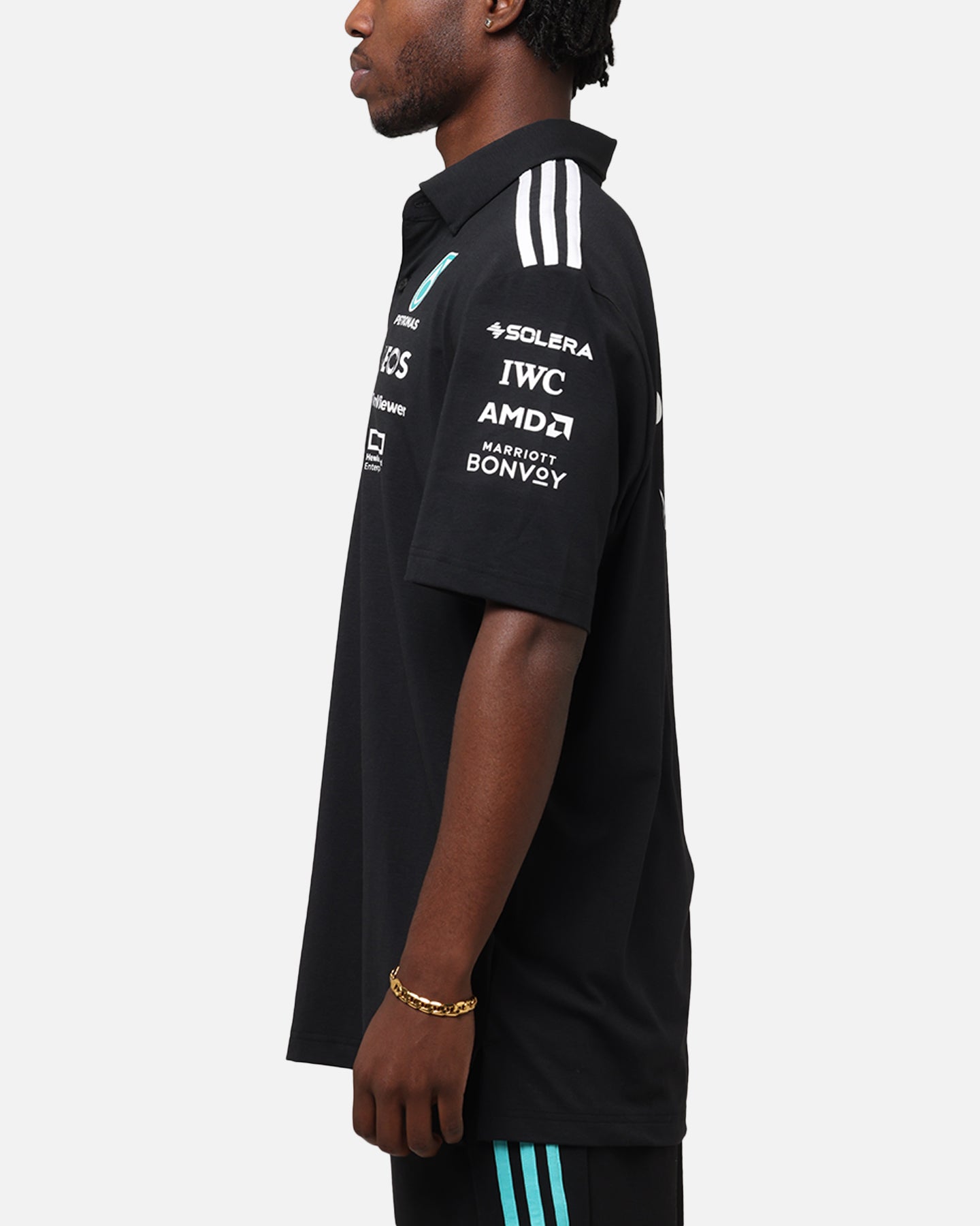 adidas x Mercedes-AMG PETRONAS Formula One F1 2025 Team Polo Shirt Black/White、mySite、zt4zffjzw