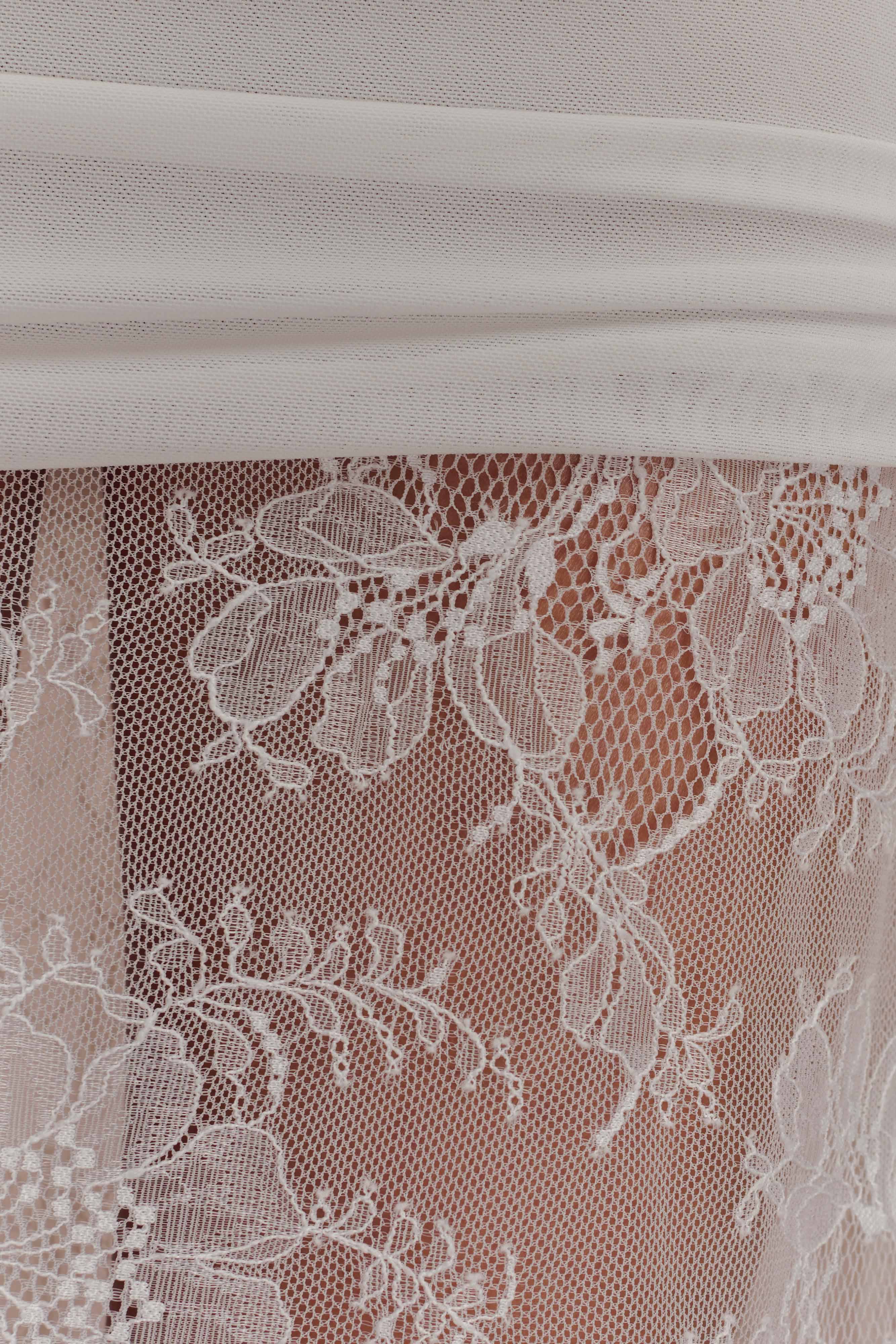 Guinevere Lace And Mesh Maxi Skirt - Ivory、mySite、solidvoid