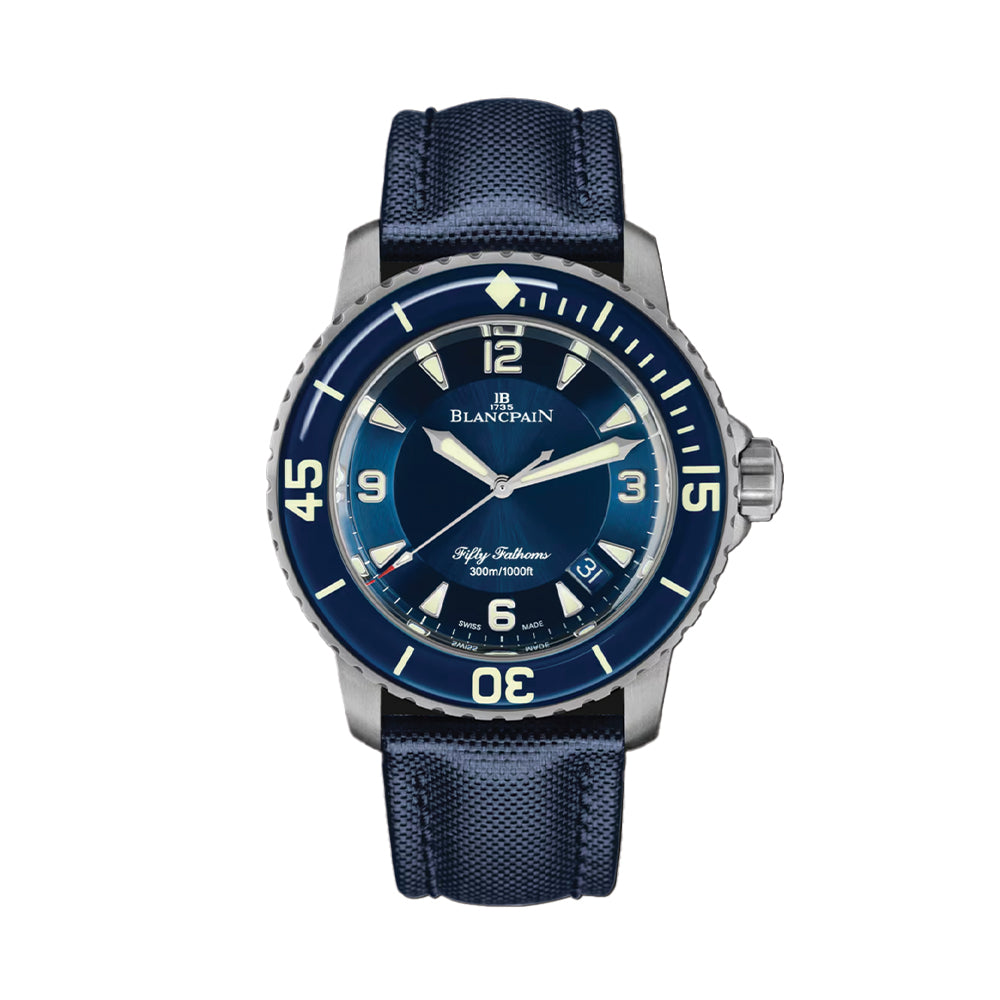  Fifty Fathoms Automatique Titanium 45mm - Blue on Sail-canvas Strap