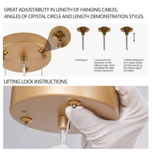 24-inch Modern Golden Pendant Light with Cascading Crystal Strands, Ideal for Living Room, Dining Room and Foyer, High-End Decorative Lighting Fixture (Bulb Not Included)、、eastwooduniform