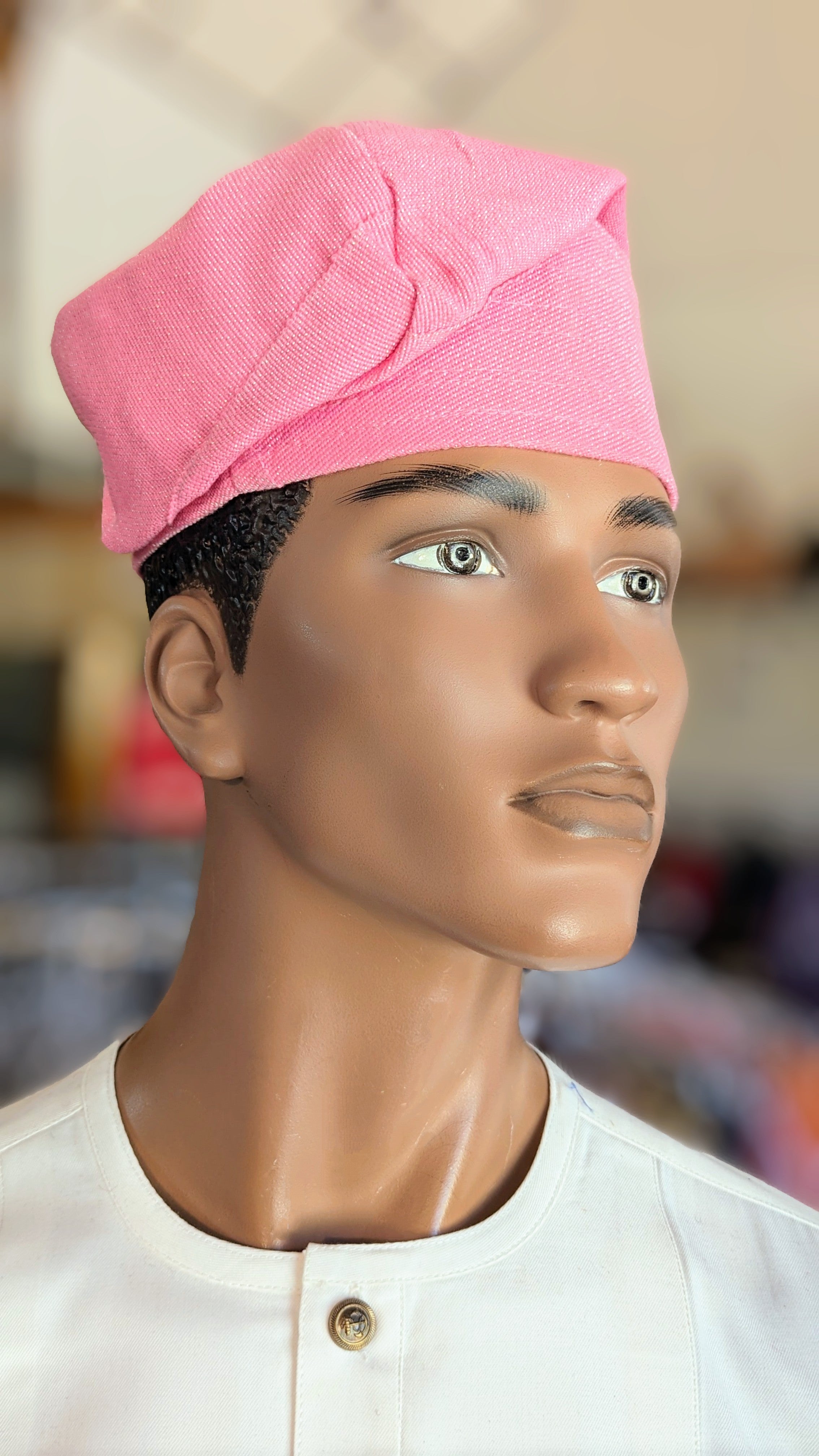 Dupsie's Pink Gberi Aso Oke handwoven Fila Kufi Cap African Hat DPHAAP21、mySite、solidvoid