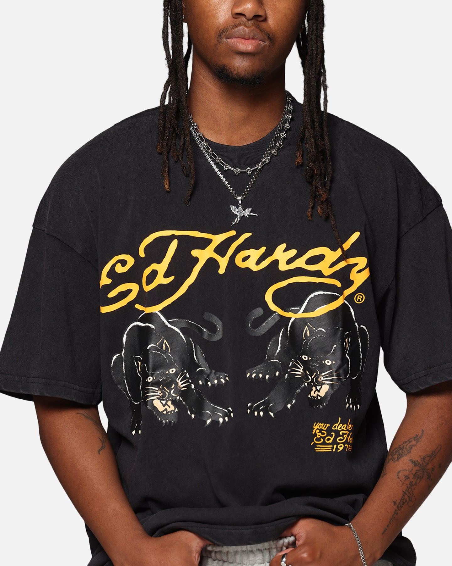 Ed Hardy Pypu Panther T-Shirt Black Acidwash、mySite、zt4zffjzw