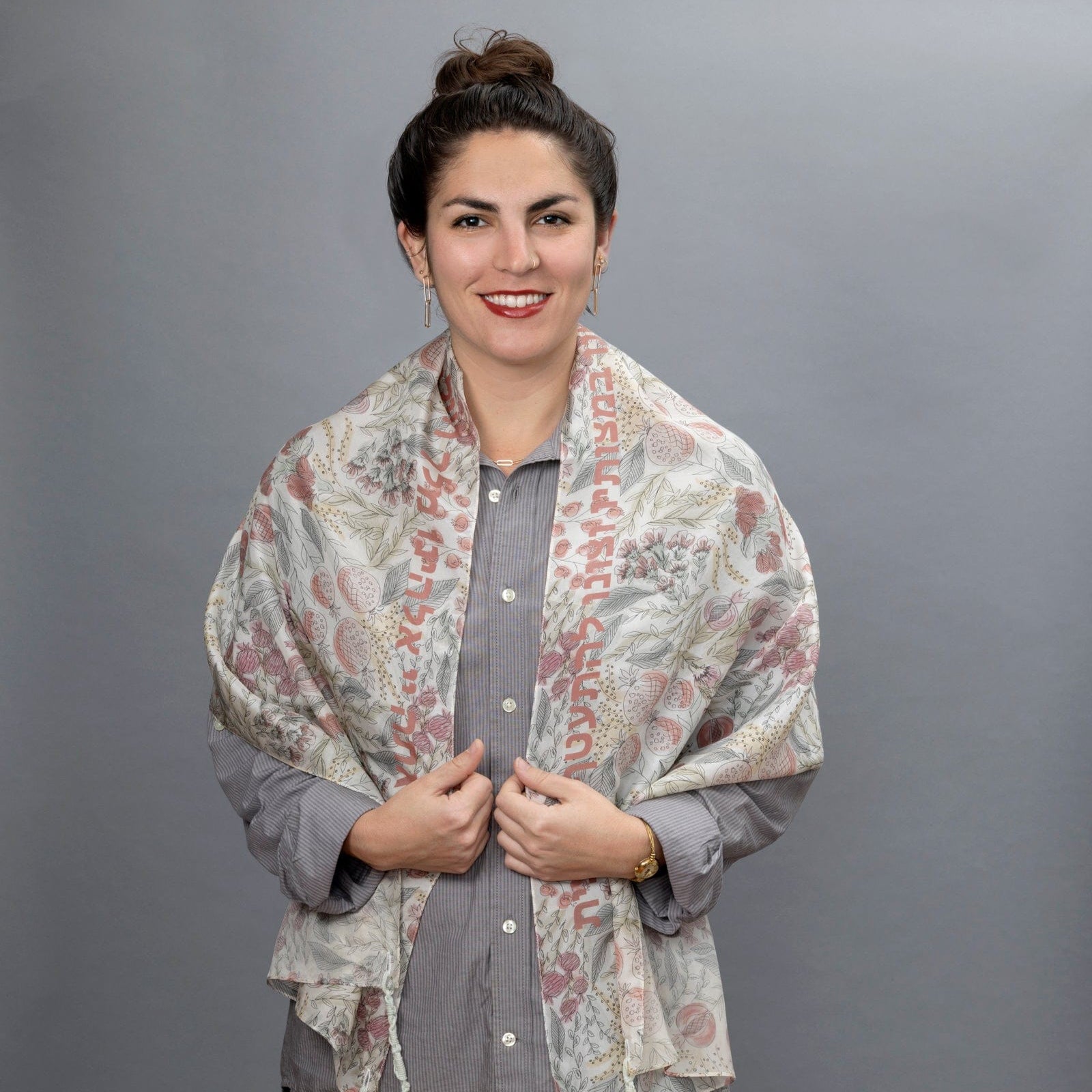 Watercolor Pomegranate Silk Tallit - Choice of Brown or Peach Letters、mySite、topwebapps