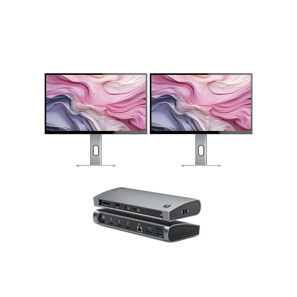 CLARITY 27 UHD 4K Monitor (Pack of 2) + Thunderbolt 4 BLAZE Docking Station、mySite、fannypackpong