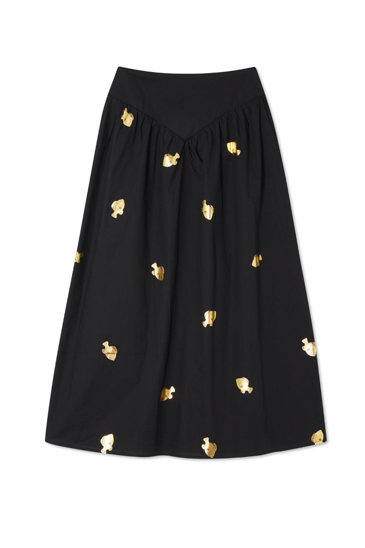 Black Marra Skirt With Gold Fish Fleck、mySite、solidvoid
