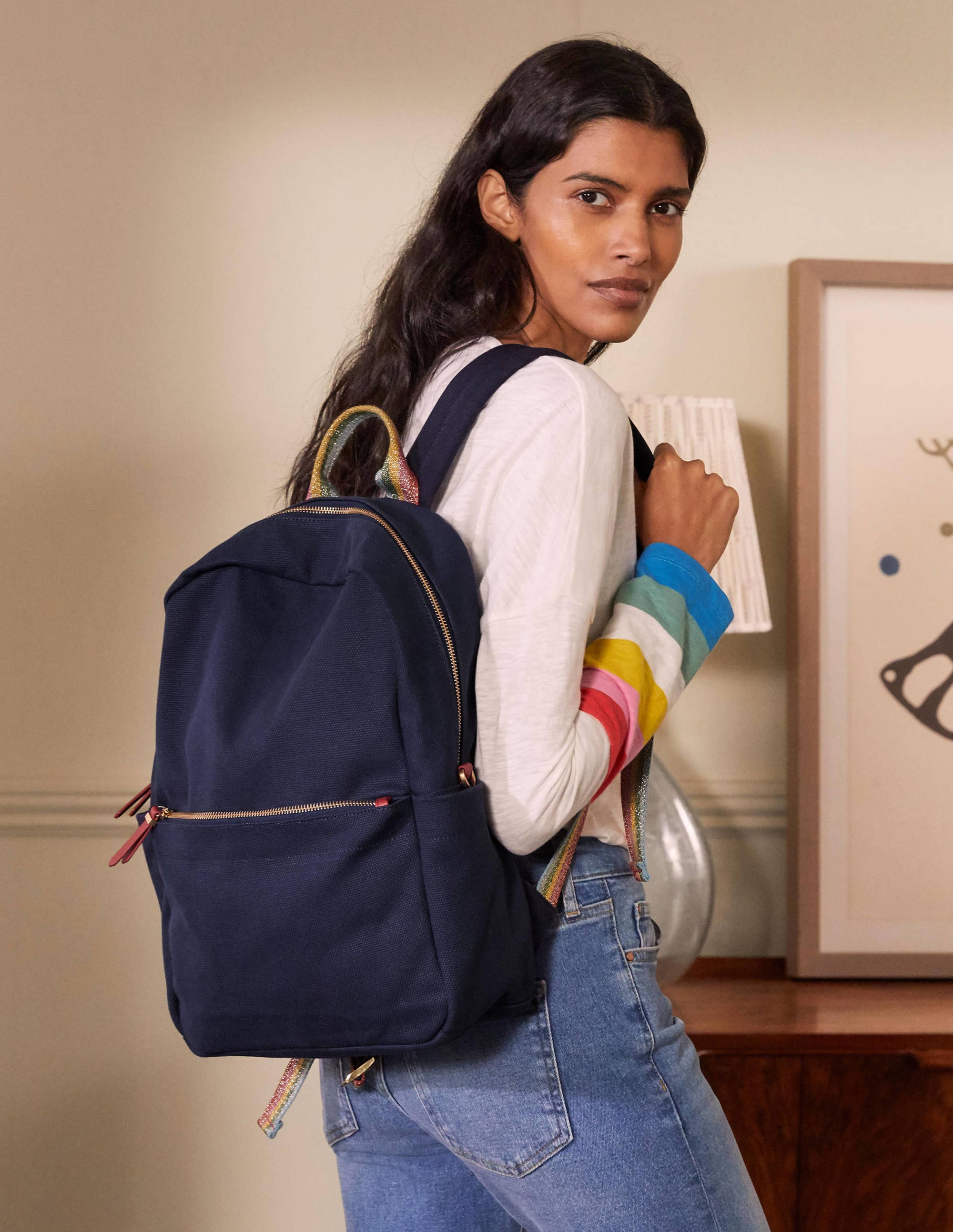  Olivia Canvas Backpack-Navy、mySite、ashleygrahame