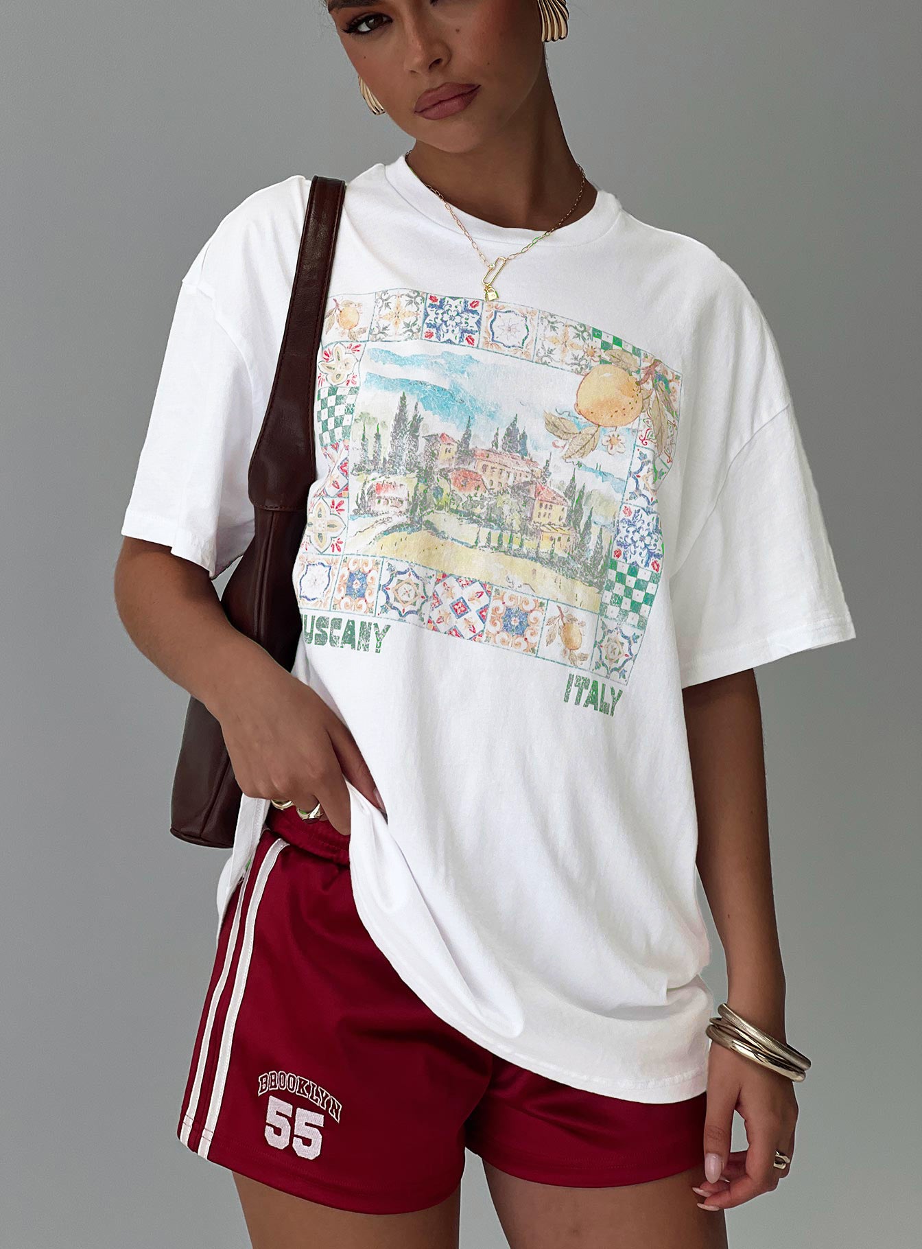 Love From Tuscany Oversized Graphic Top White、mySite、solidvoid