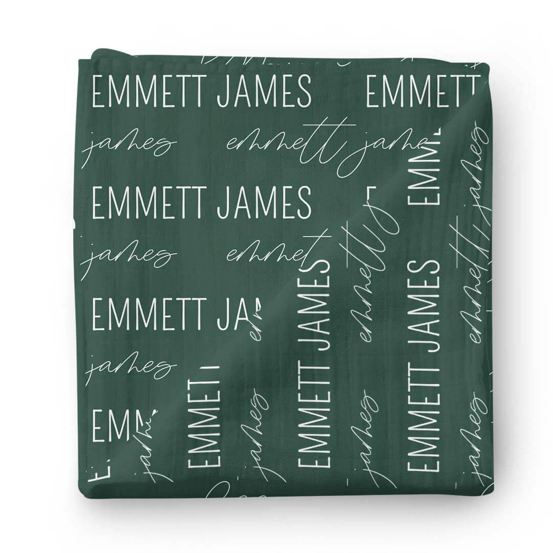  Personalized Forest Green Baby Name Swaddle Blanket - Block & Script、mySite、layawaytickets