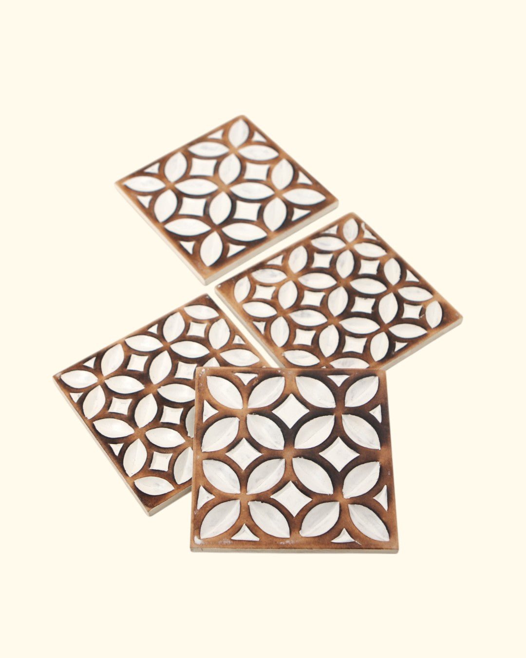 Set of 4 Flower of Life Wood Coasters、mySite、topwebapps