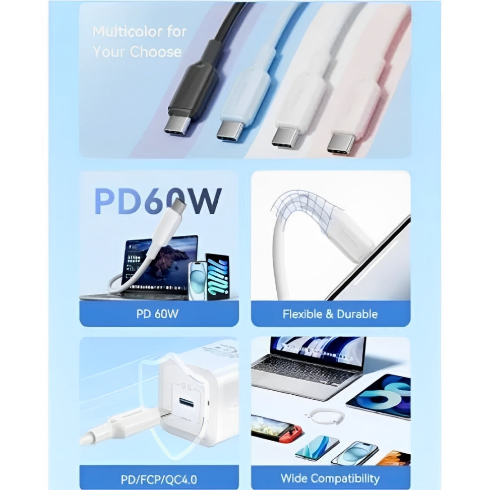 Cabo USB-C 60W - USB-C 480Mbps - Preto - 2.0m - Vention TRCBH、mySite、fannypackpong