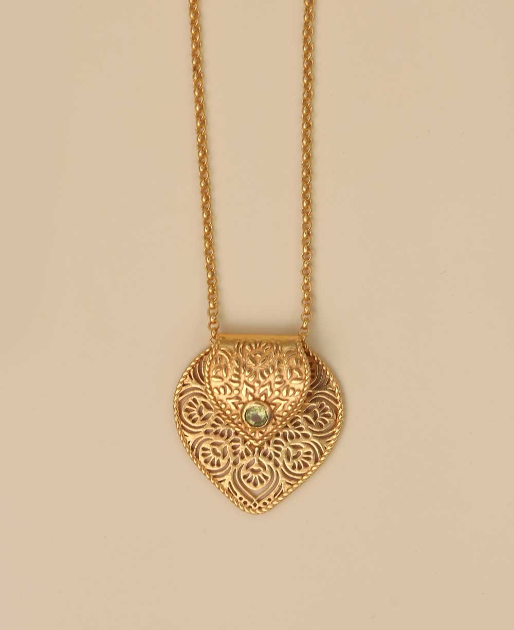 Birthstone Gemstone Gold Plated Brass Lotus Petal Mandala Necklace、mySite、topwebapps