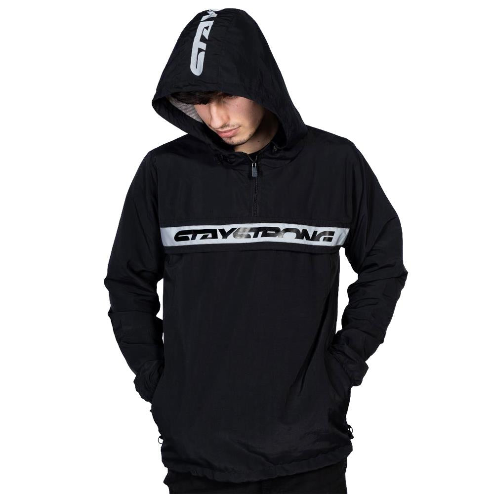  Stay Strong Reflective Stripe Quarter Zip Jacket - Black、mySite、merchandisen