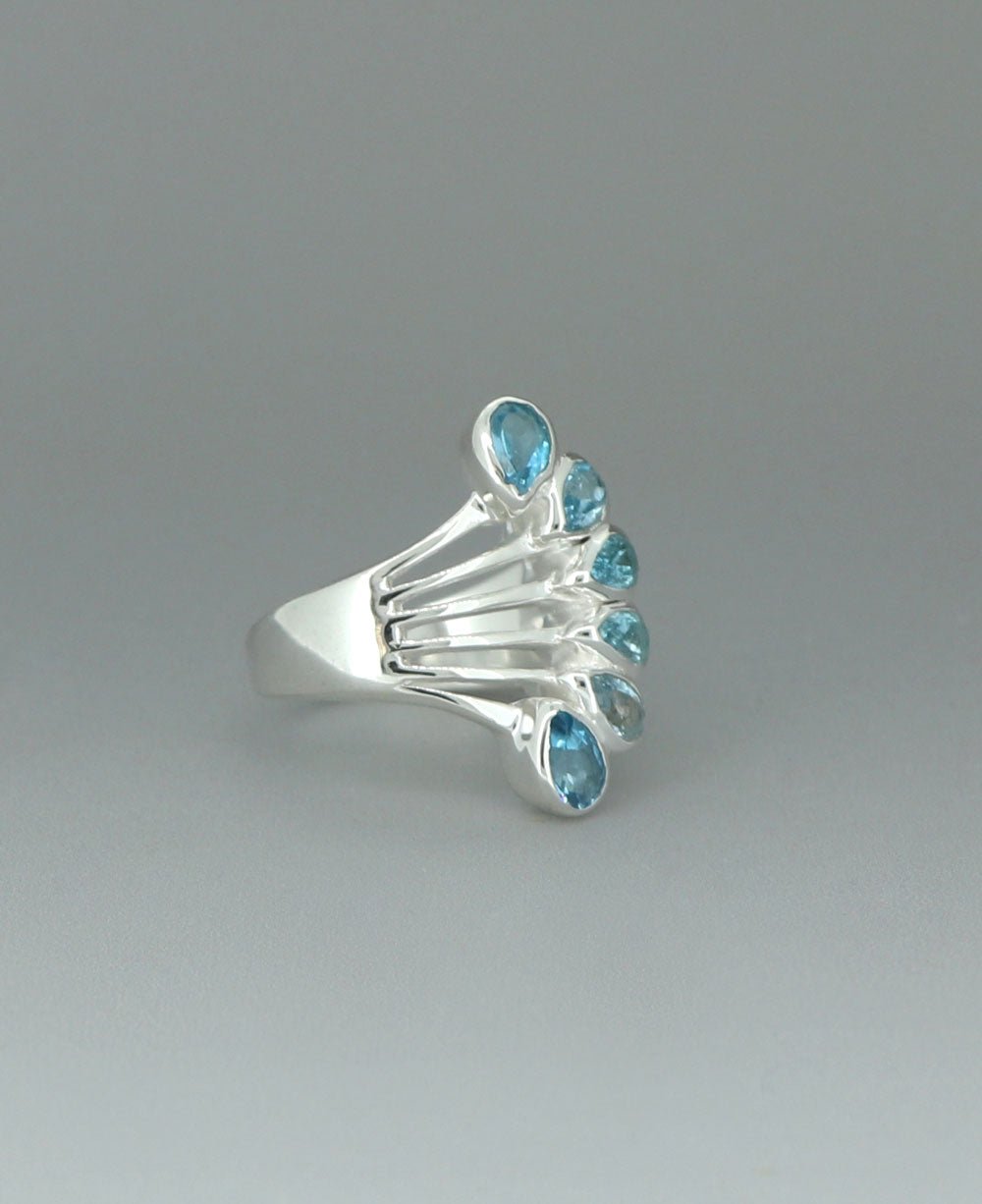 Sterling Silver Teardrop Gemstones Blue Topaz Ring、mySite、topwebapps