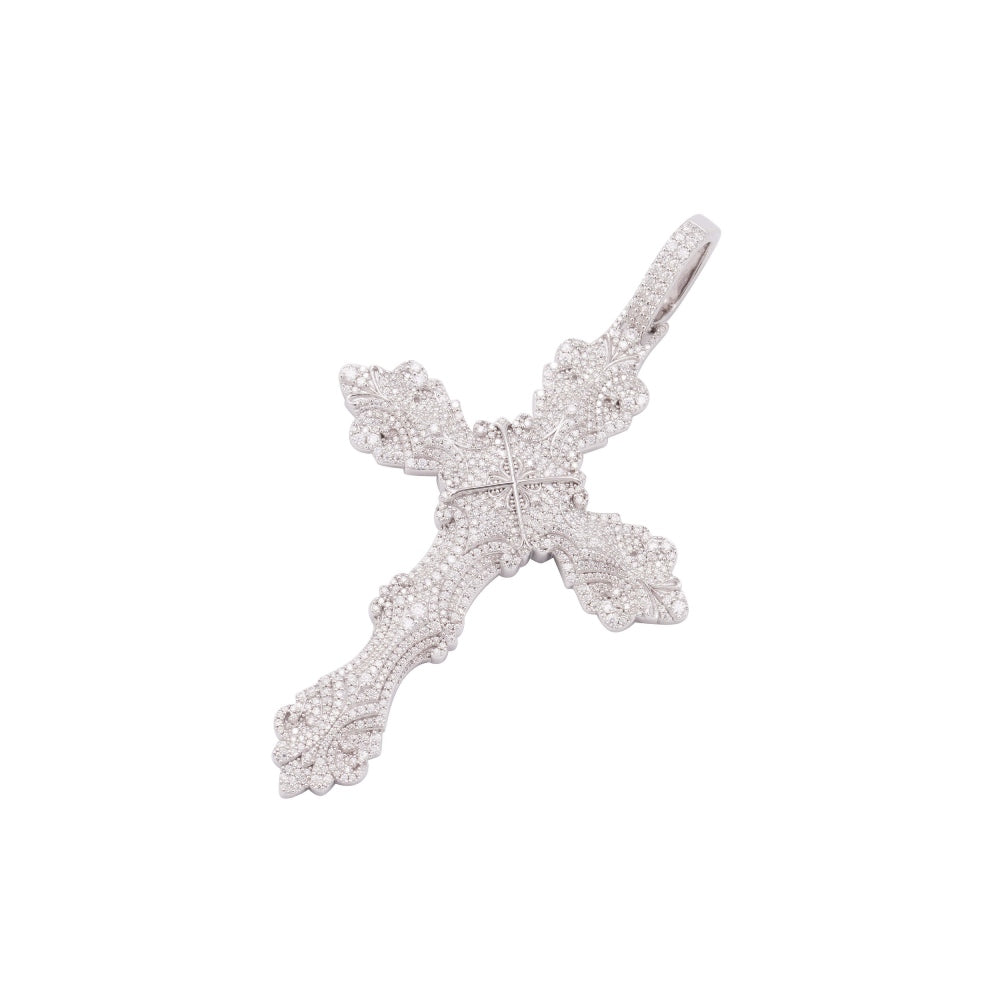 Moissanite Ornamental Cross 14K White Gold、mySite、hinf8tx79