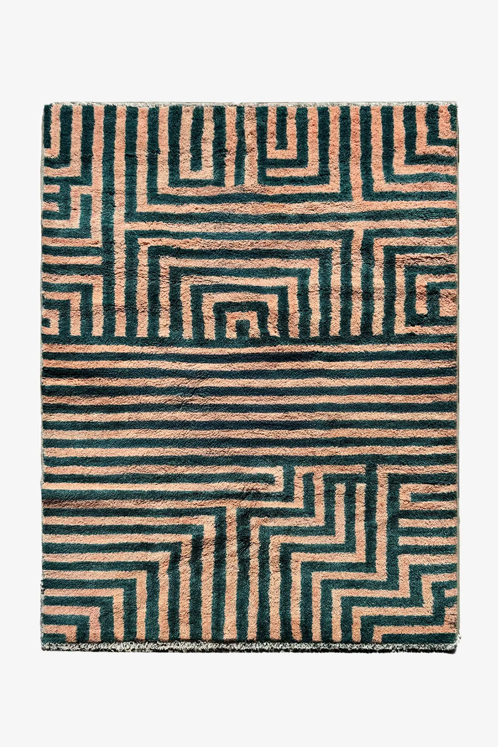 Green and Peach Maze Moroccan Shag Wool Rug、mySite、gigharbornorthrealestate