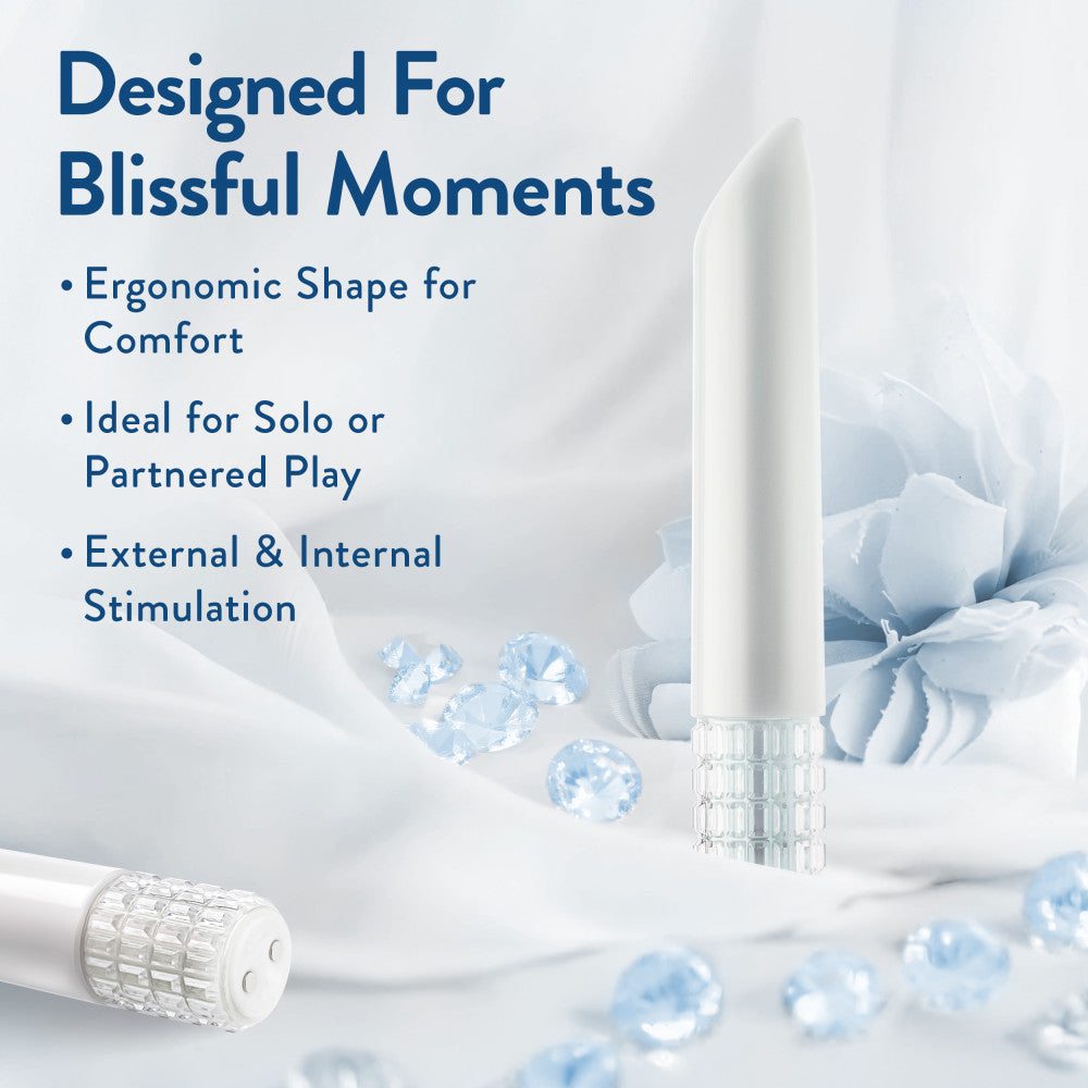 Oh My Gem | Bold 5 Inch Pocket-Sized Power Vibrator With Tapered Tip & Diamond Gem Base – In White、mySite、bottomscart