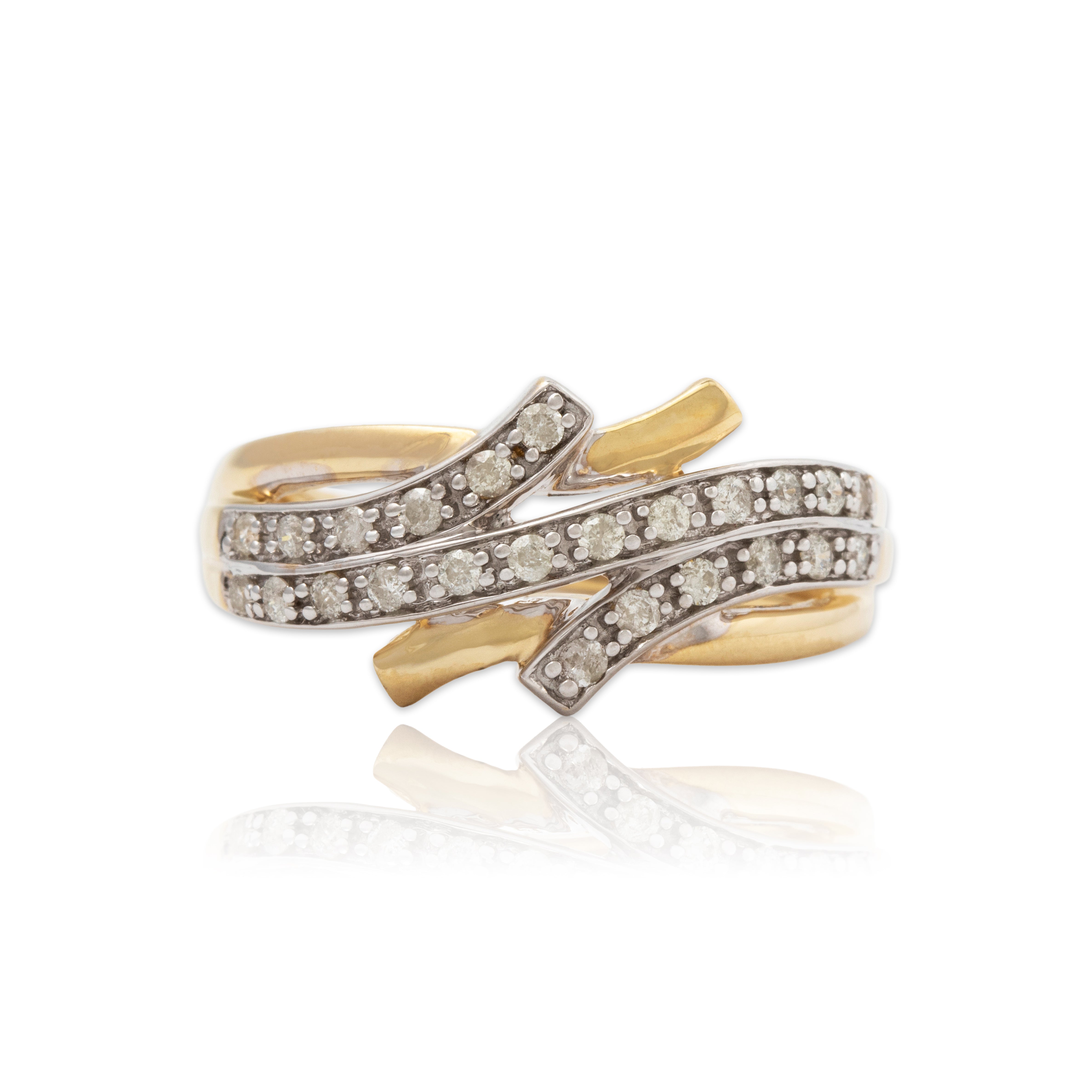 Vintage 14k Yellow Gold .24cttw Diamond Brilliant Bypass Ring 7.00、mySite、hinf8tx79