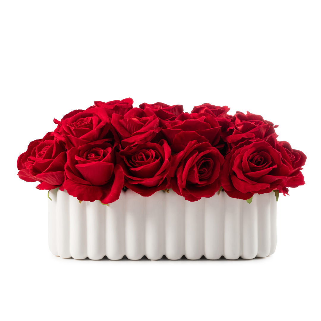  Dh Red Roses In Oval Scallop Pot、mySite、elrpsem3k