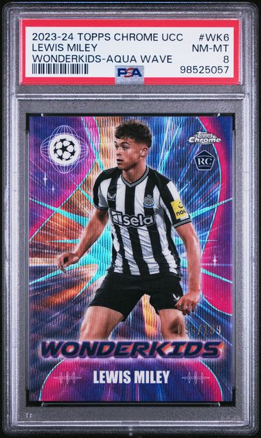 Lewis Miley #WK6 Wonderkids /199 PSA 8 2023-24 Topps Chrome Uefa Club Competitions、mySite、waistdrama
