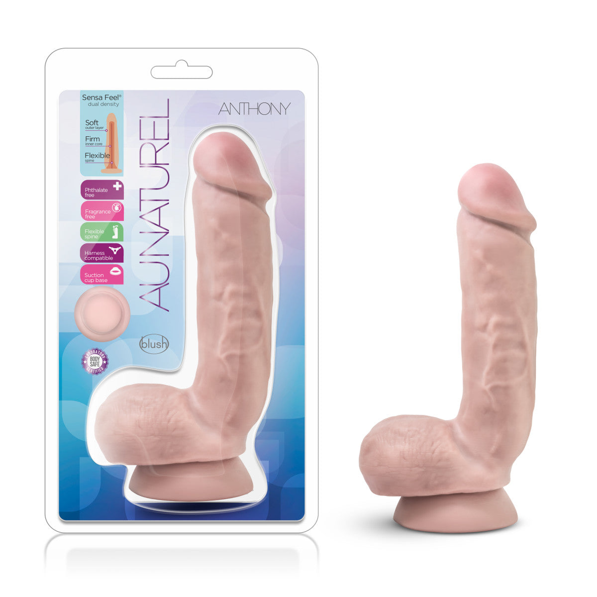 Au Naturel By Blush® | Anthony Realistic Beige 8.5-Inch Long Dildo With Suction Cup Base、mySite、bottomscart