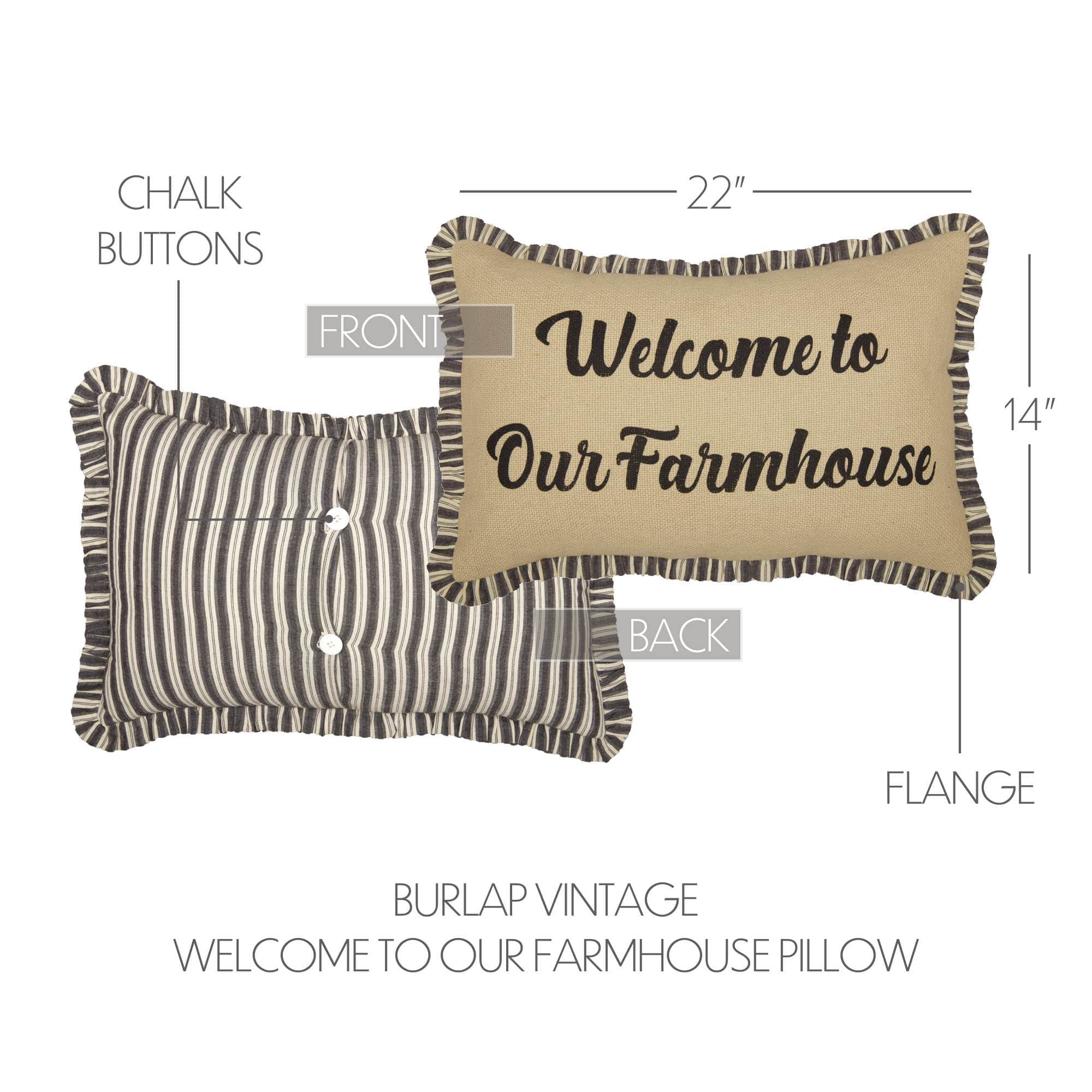 Welcome to Our Farmhouse Pillow 14x22 VHC Brands - Ashmont Burlap Vintage、mySite、g9winljtr
