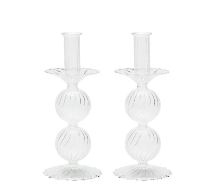  Kim Seybert Bella Clear Candelstick Set of 2、mySite、elrpsem3k