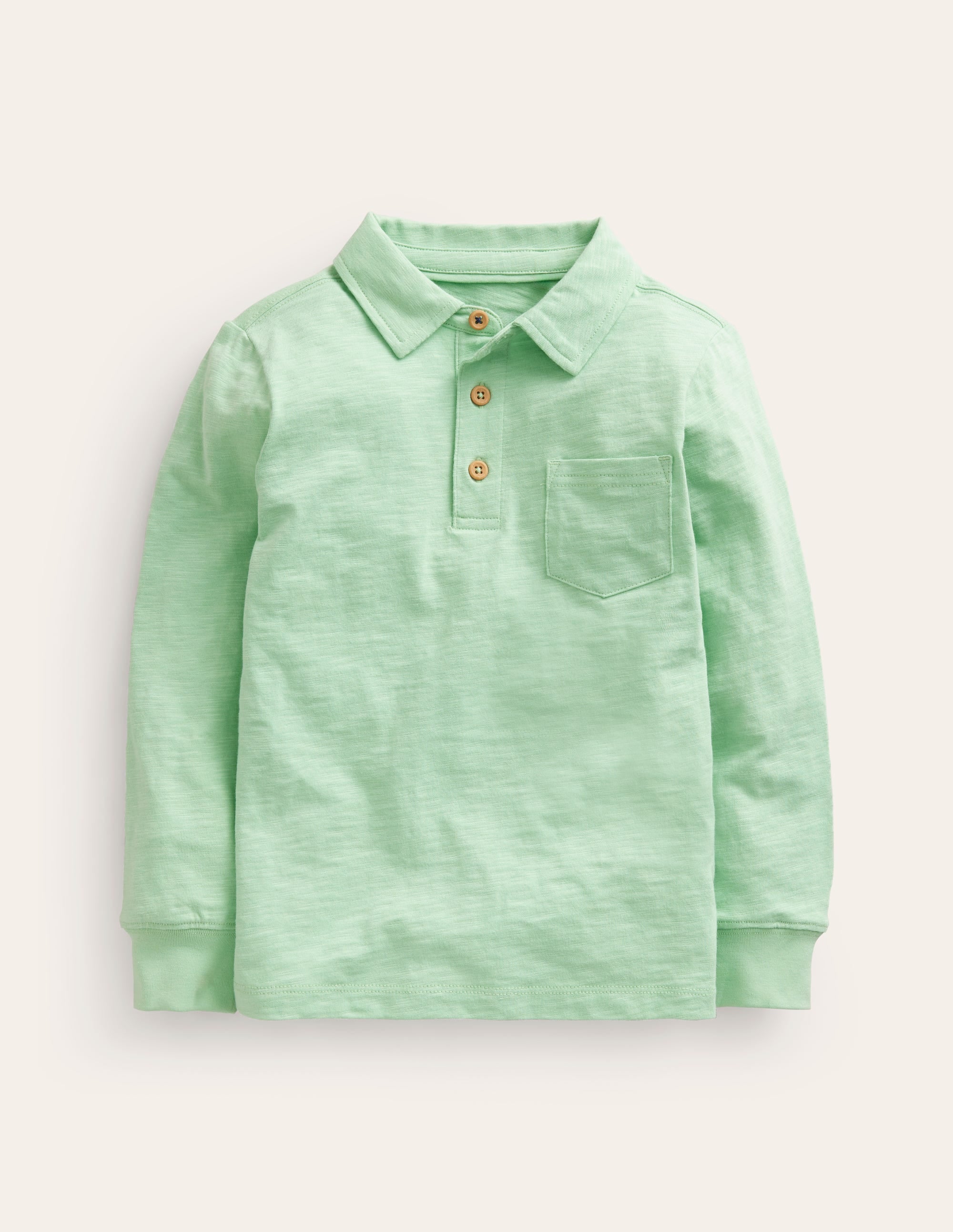  Slubbed Long-Sleeve Polo Shirt-Pistachio Green、mySite、ashleygrahame