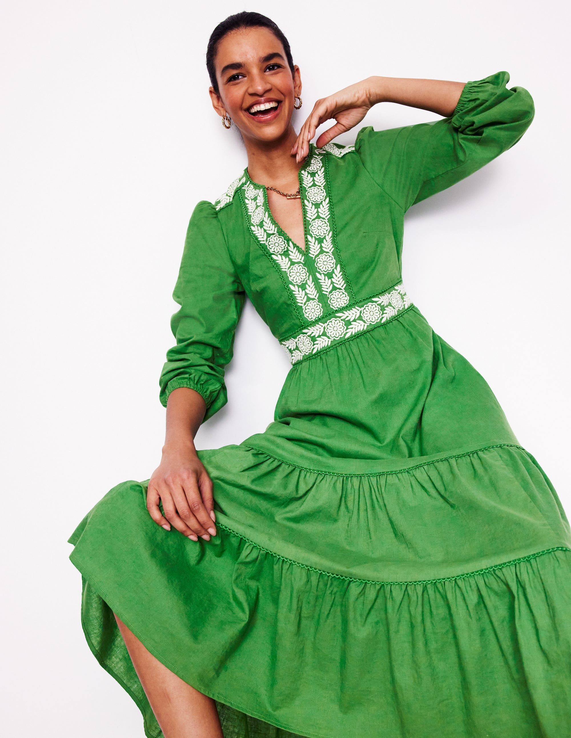  Violet Linen Blend Midi Dress-Paradise Green、mySite、ashleygrahame