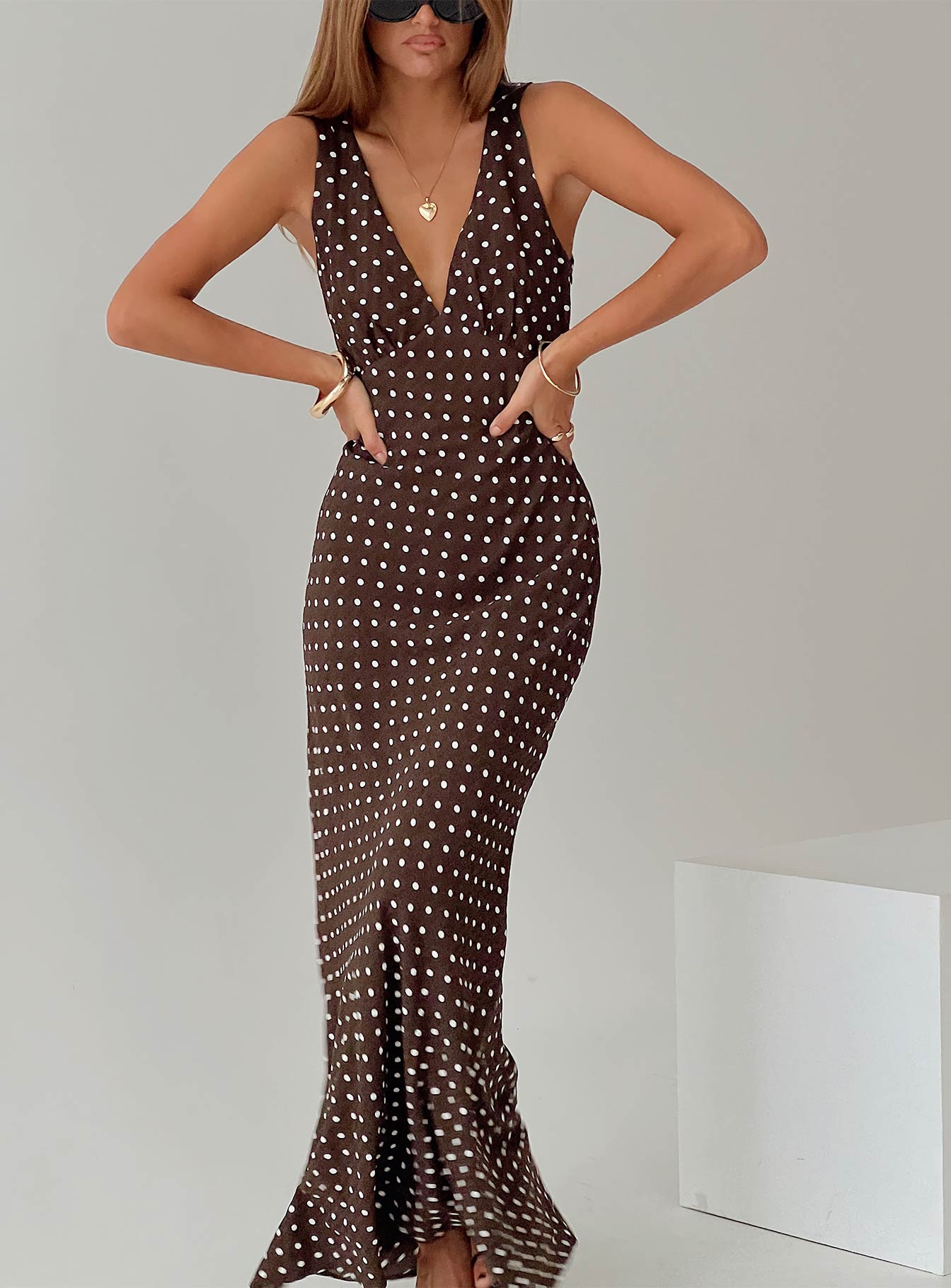 Nellie Maxi Dress Brown Polka Dot、mySite、solidvoid