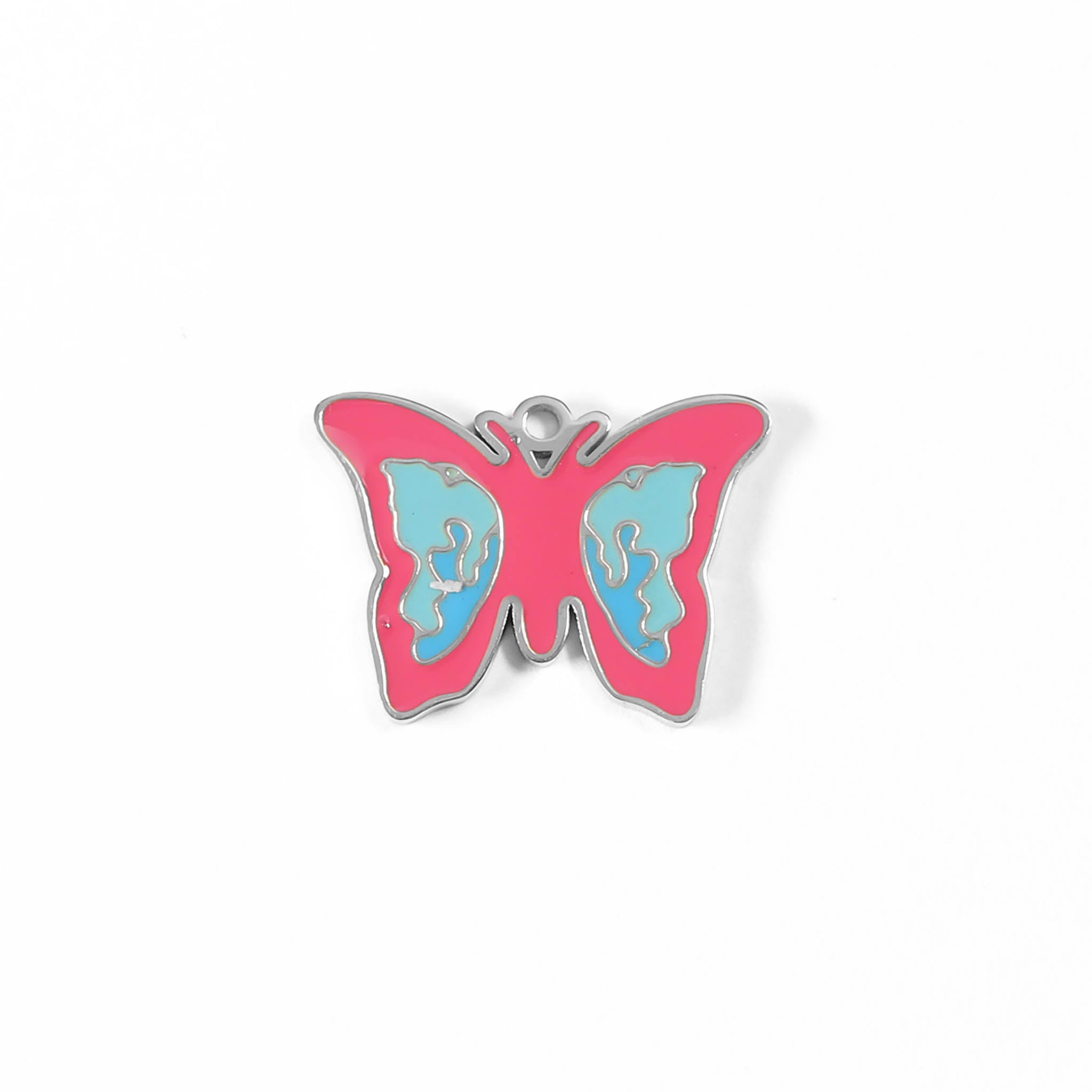 18K Gold PVD Stainless Steel Epoxy Pink and Blue Butterfly Charm / PDL0004、mySite、dreamappss