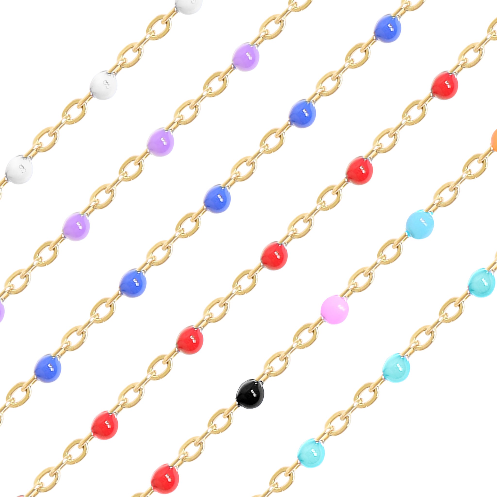 18K Gold PVD Stainless Steel Beaded Chain - By The Foot / SPL1015、mySite、dreamappss
