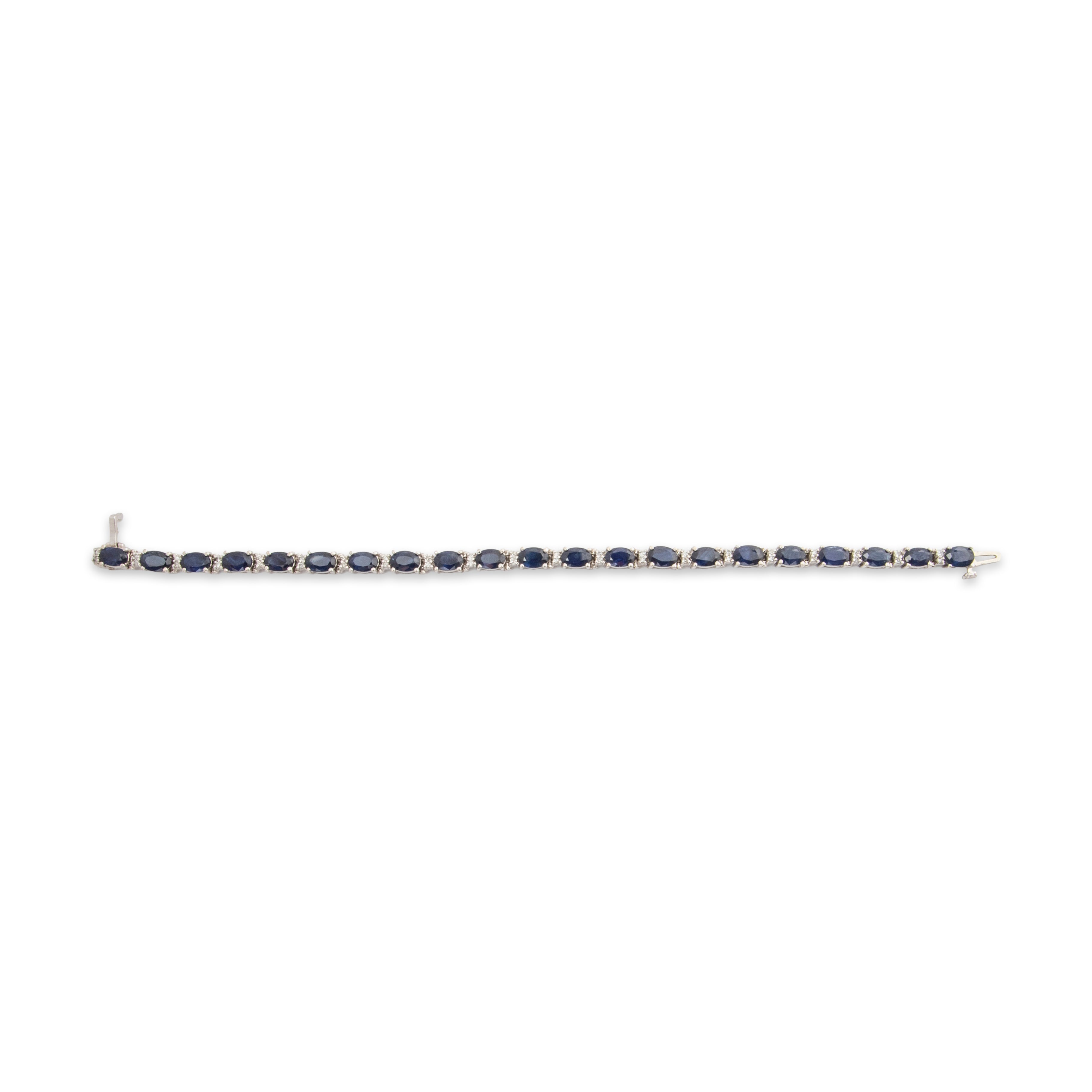 Vintage 14k White Gold 10.5cttw Sapphire .336cttw Diamond Tennis Bracelet 6.75、mySite、hinf8tx79