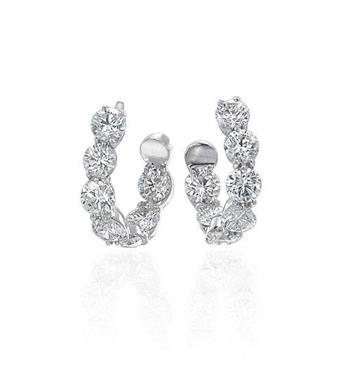 Gumuchian New Moon 18k White Gold Diamond Hoop Earrings、mySite、hinf8tx79