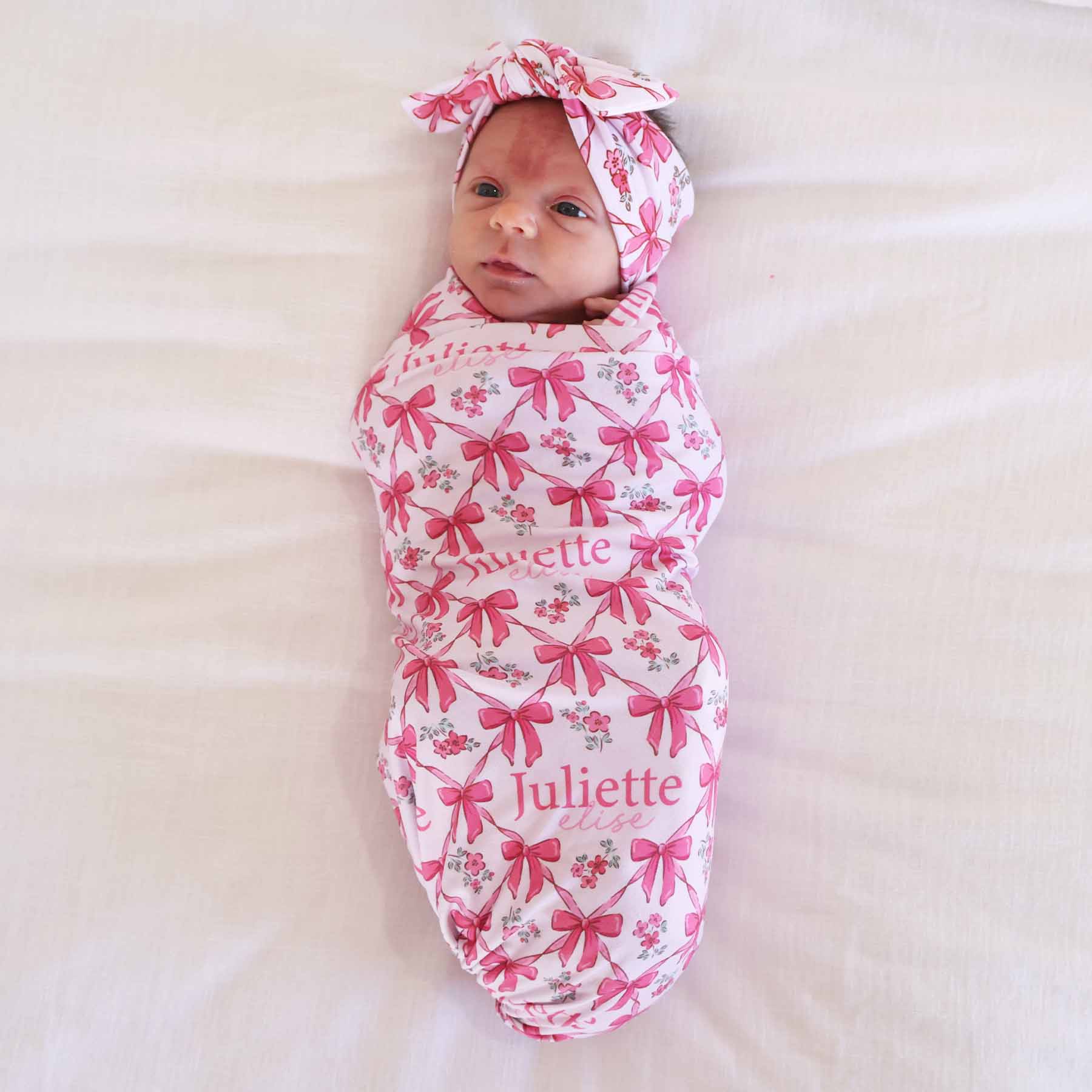  Bow Besties Personalized Swaddle Blanket、mySite、layawaytickets