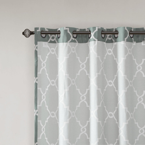 Fretwork Print Grommet Top Window Curtain Panel(Only 1 Pc Panel)、、eastwooduniform