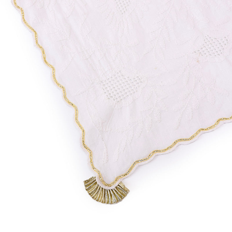 Cotton Table Mat Set | Placemats | White & Gold | Set of 4、mySite、camillekostekn