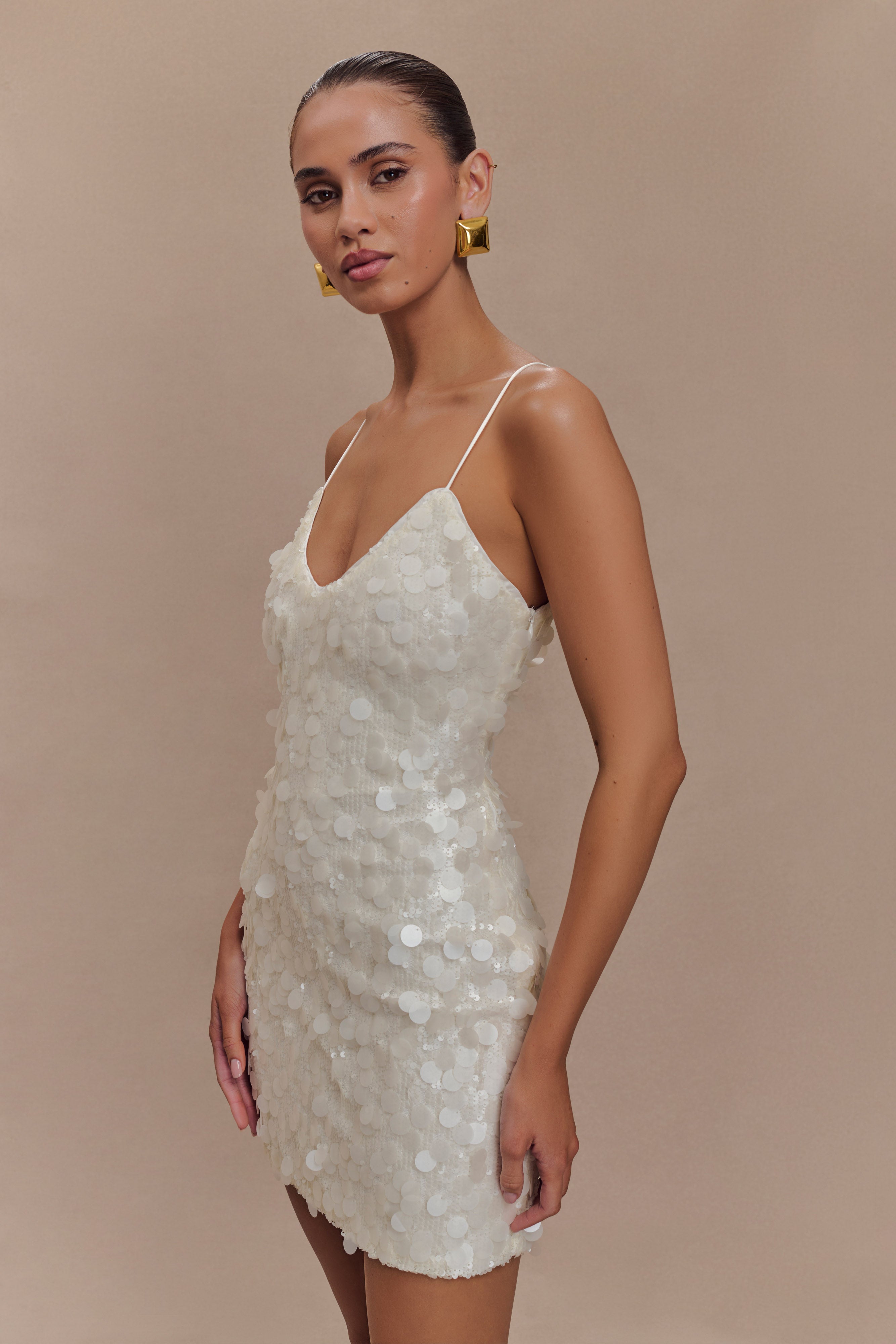 Romilly Sequin Mini Dress - Ivory、mySite、solidvoid