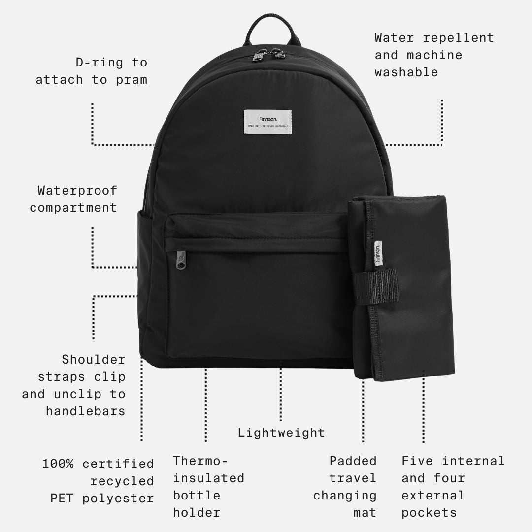  Finnson Ana Eco Changing Backpack - Black、mySite、merchandisen