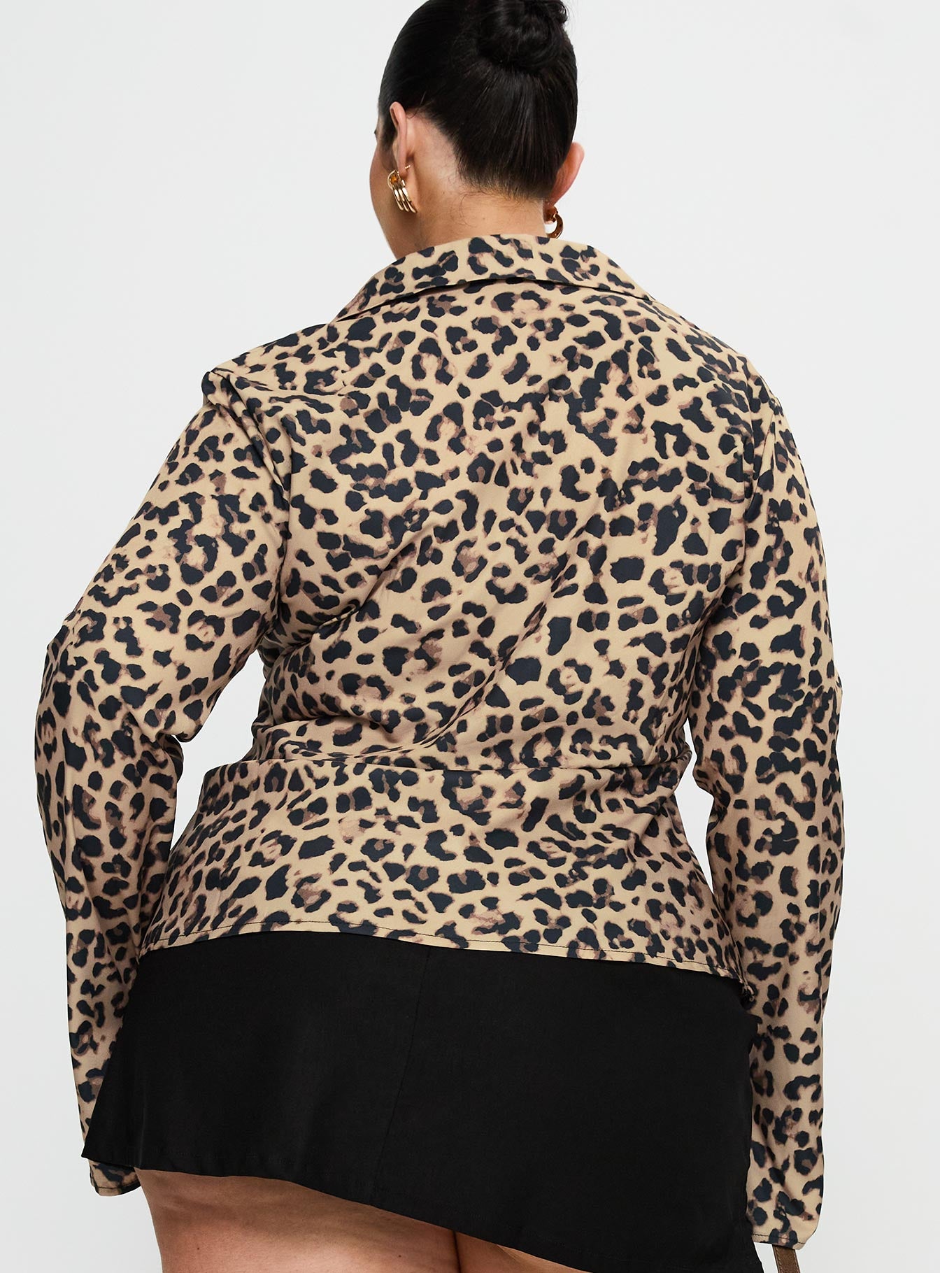 Toriah Long Sleeve Tie Up Top Leopard Curve、mySite、solidvoid