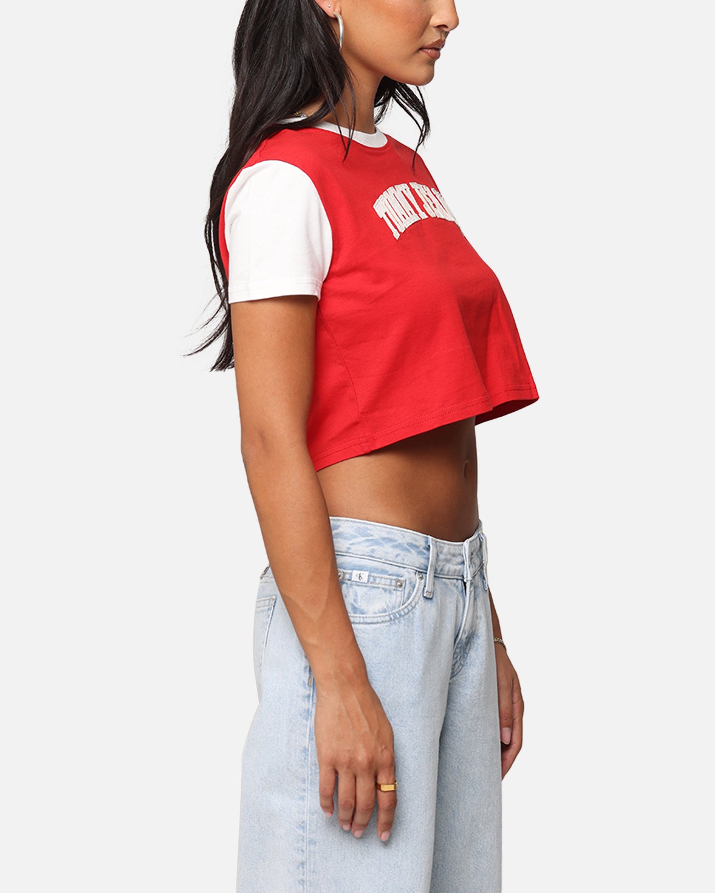 Tommy Jeans Women's Regular Crop Varsity T-Shirt Red Hot、mySite、zt4zffjzw