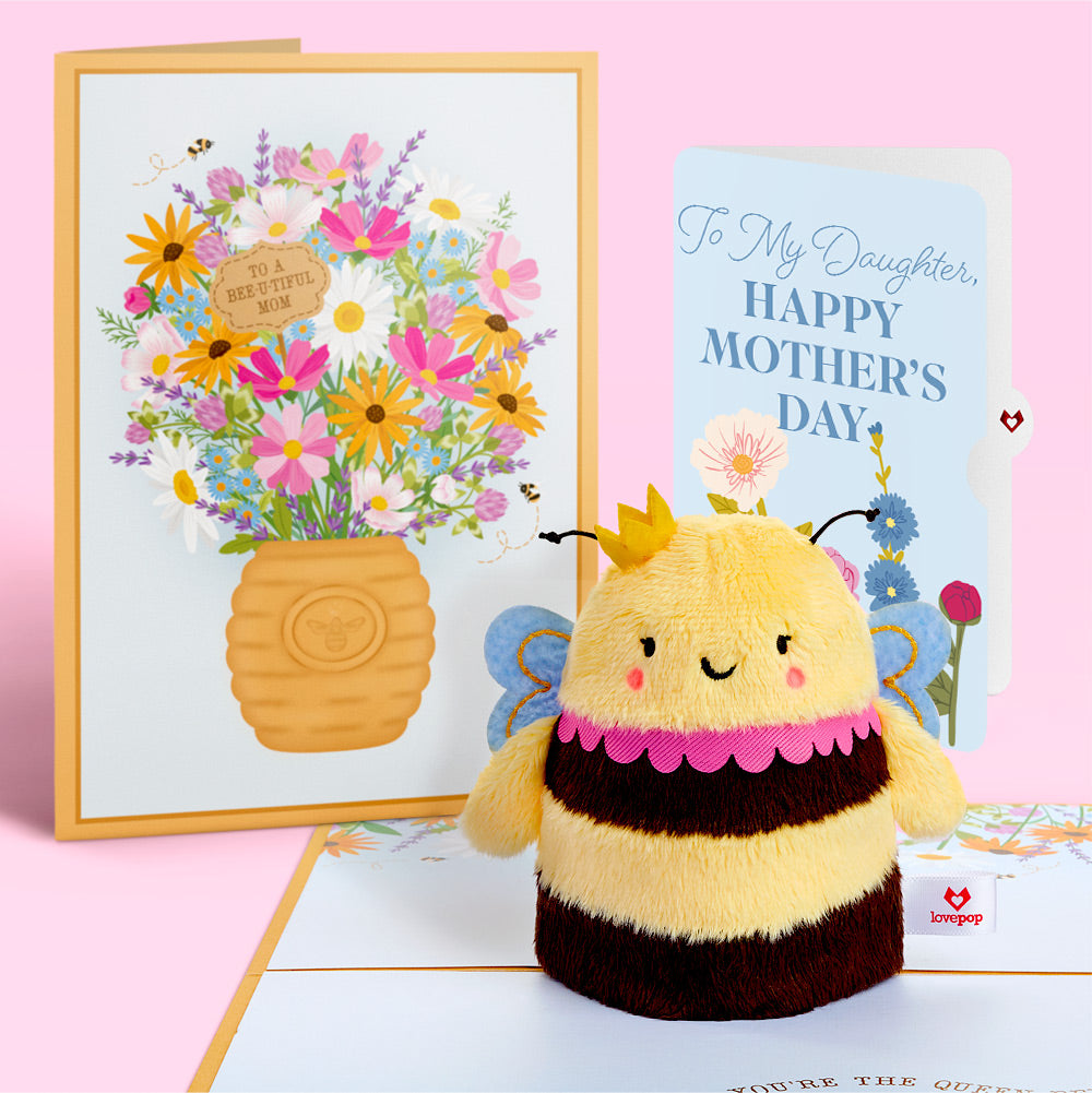 Bee-u-tiful Mom' Queen Bee Mother's Day Plushpop Card and Sentiment Set for Daughter、mySite、solidvoid