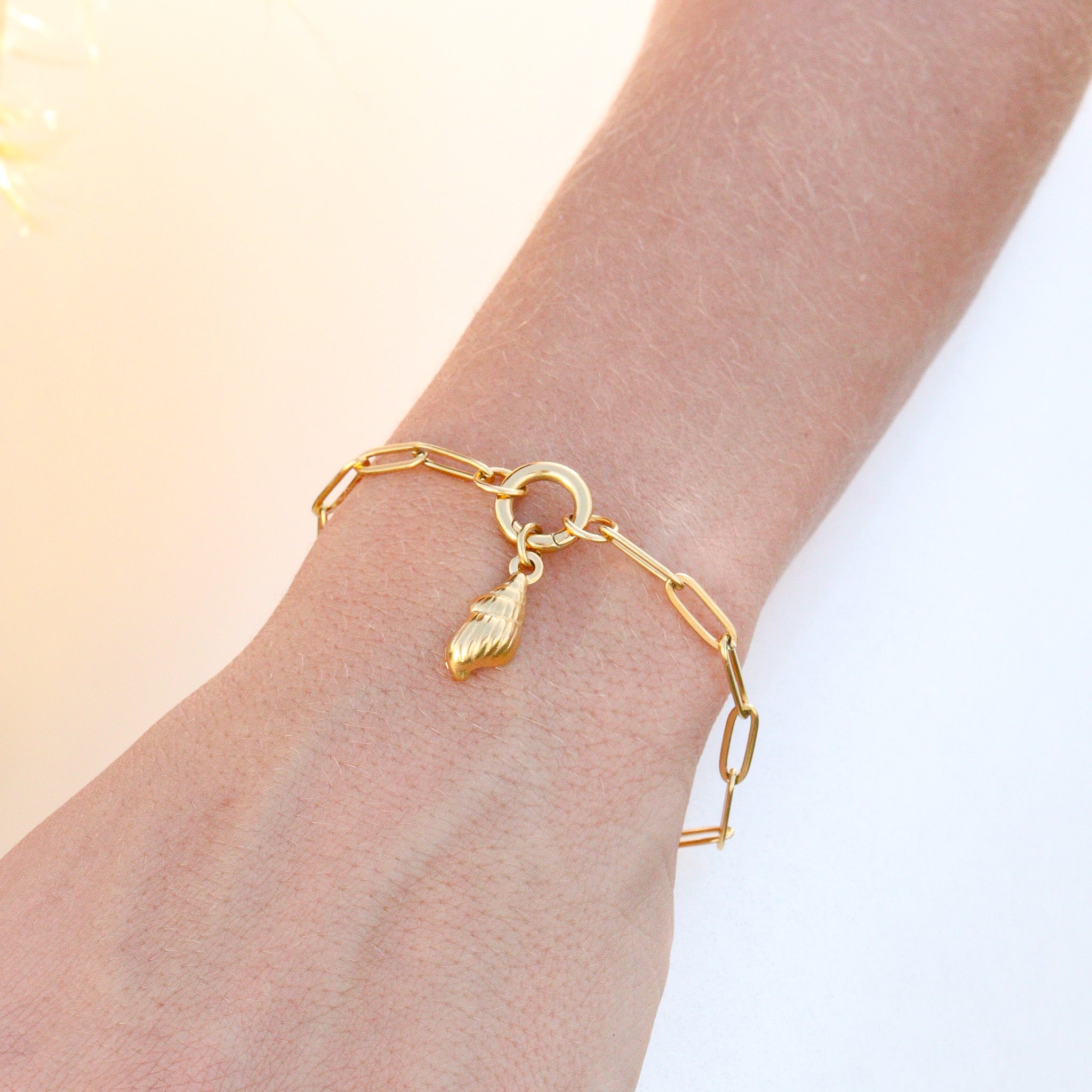 18K Gold PVD Stainless Steel Paperclip Charm Keeper Bracelet / BRJ9084、mySite、dreamappss